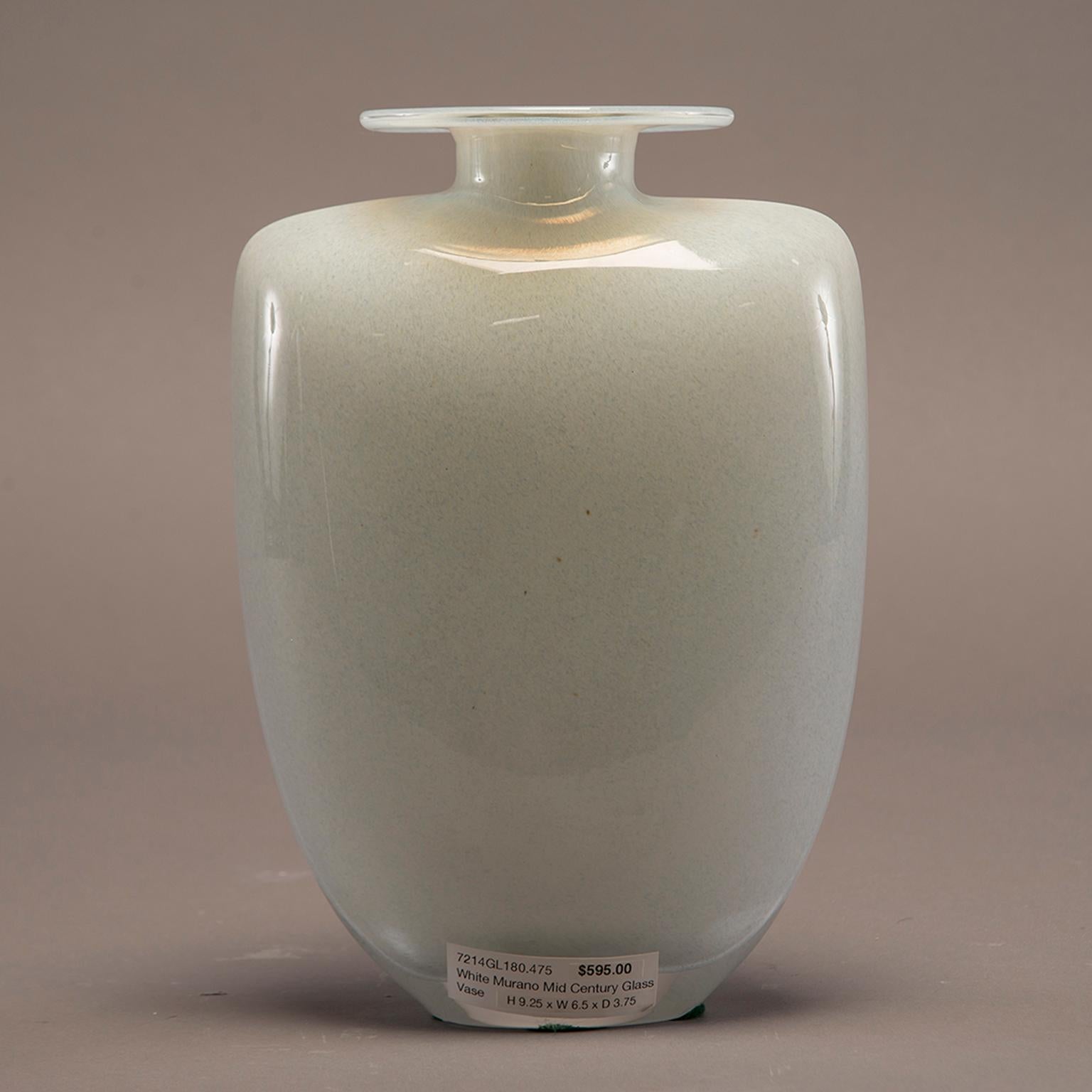 20th Century Midcentury White Murano Glass Vase
