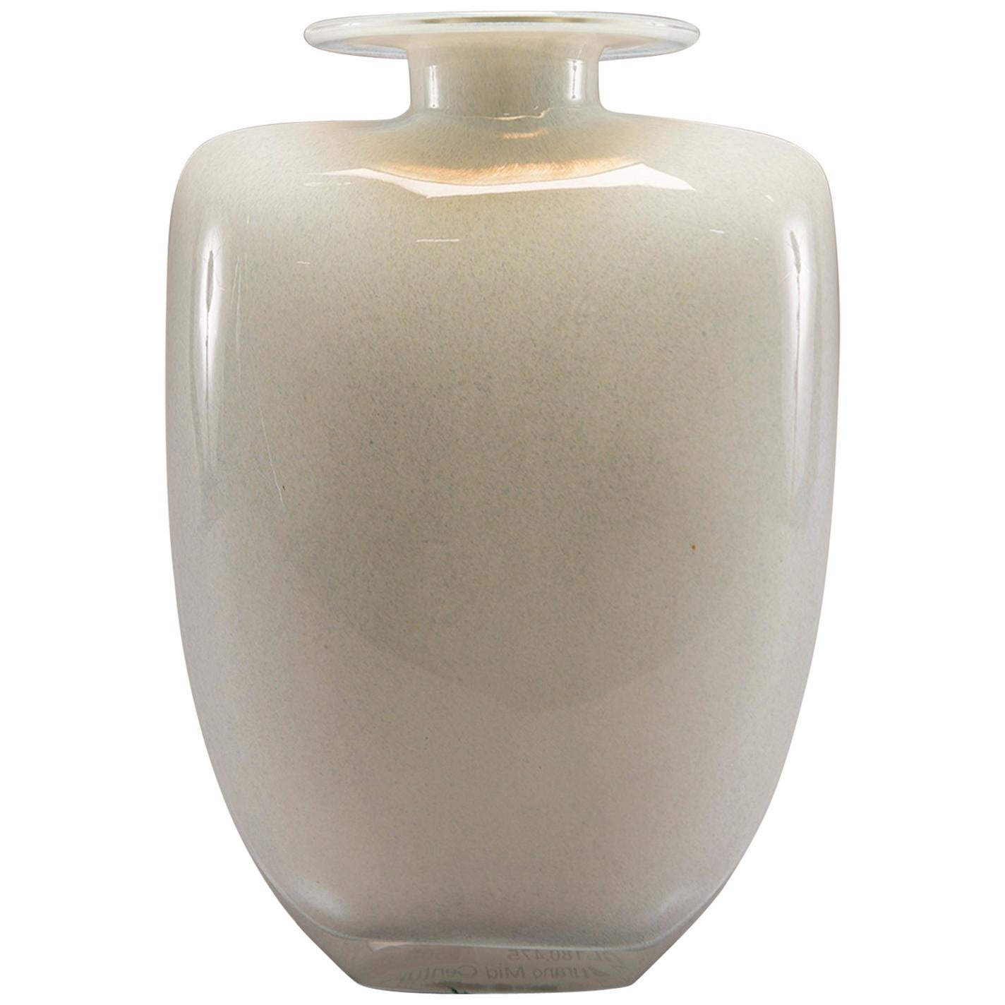 Midcentury White Murano Glass Vase