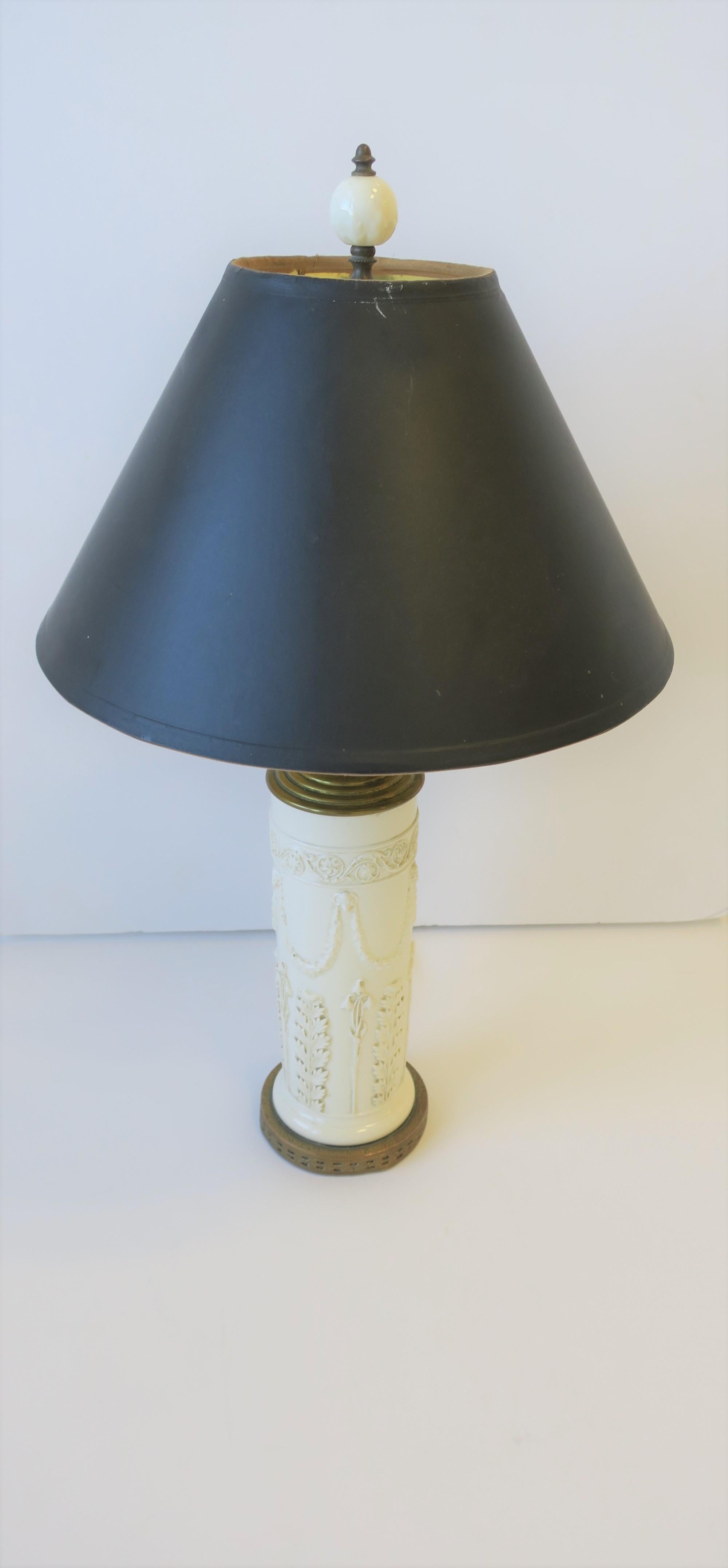 Glazed Wedgwood White Regency Rams Head Table or Desk Lamp
