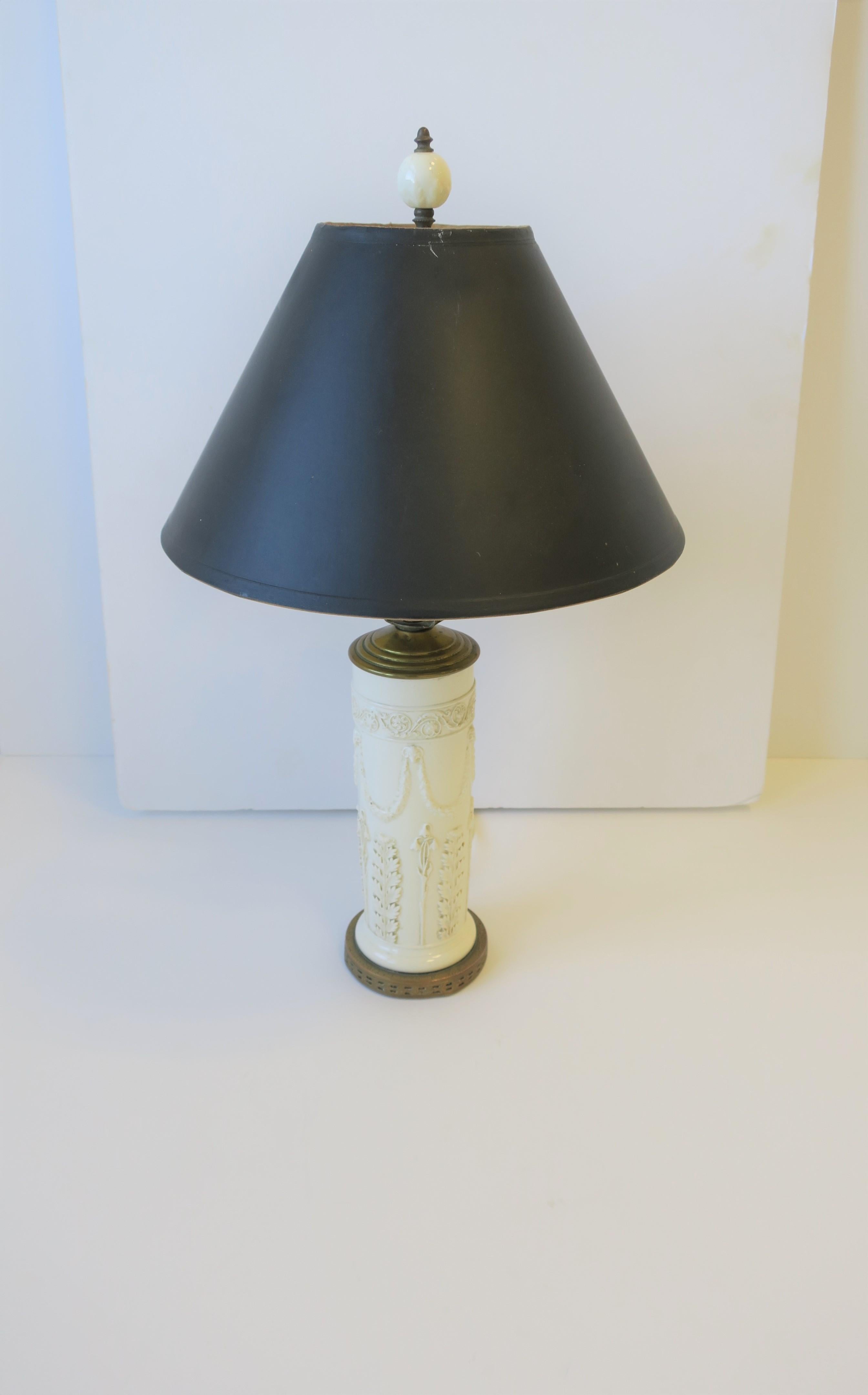 English Wedgwood White Regency Rams Head Table or Desk Lamp