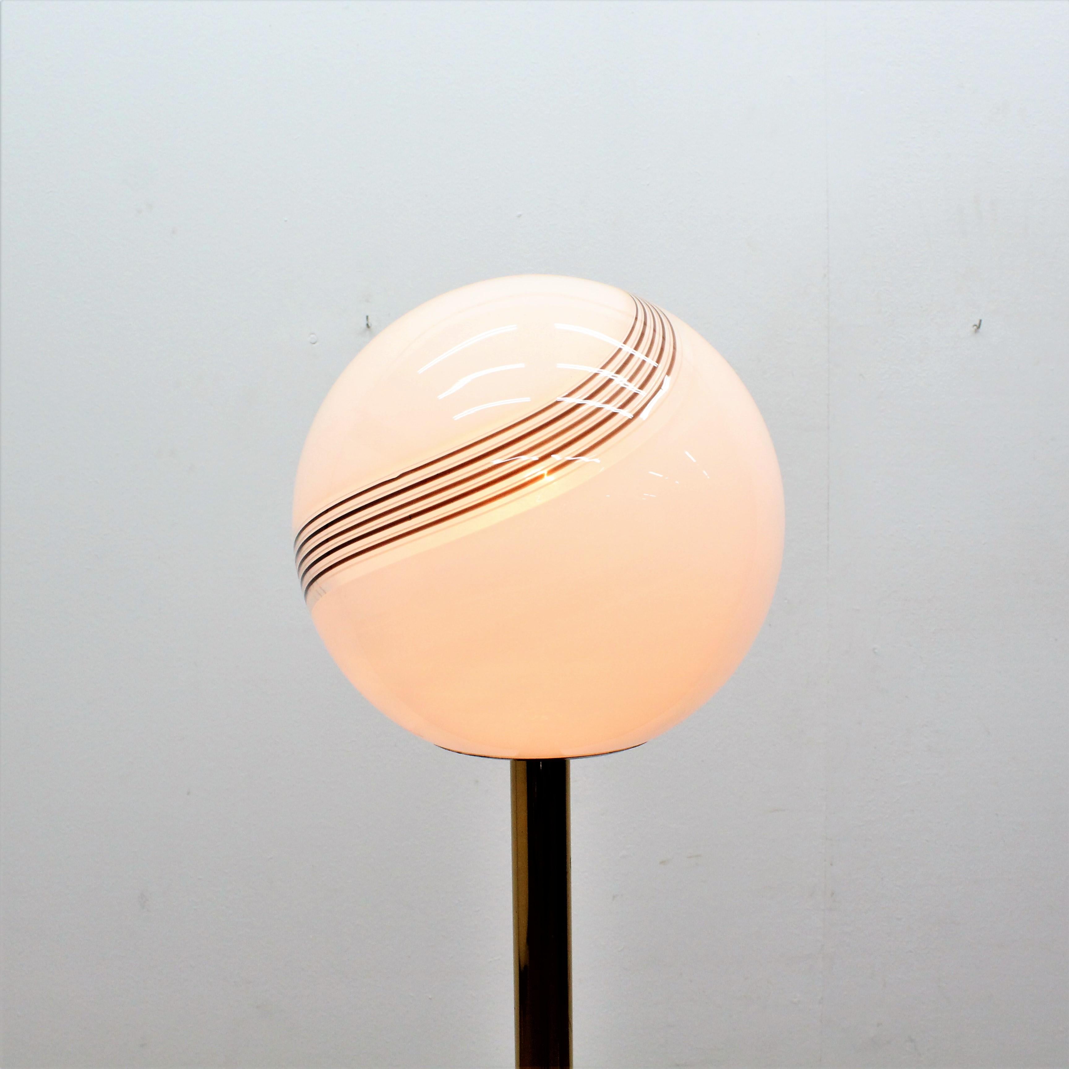 Midcentury White Opaline and Metal Floor Lamp after M. Vignelli, Italy, 1970s 4