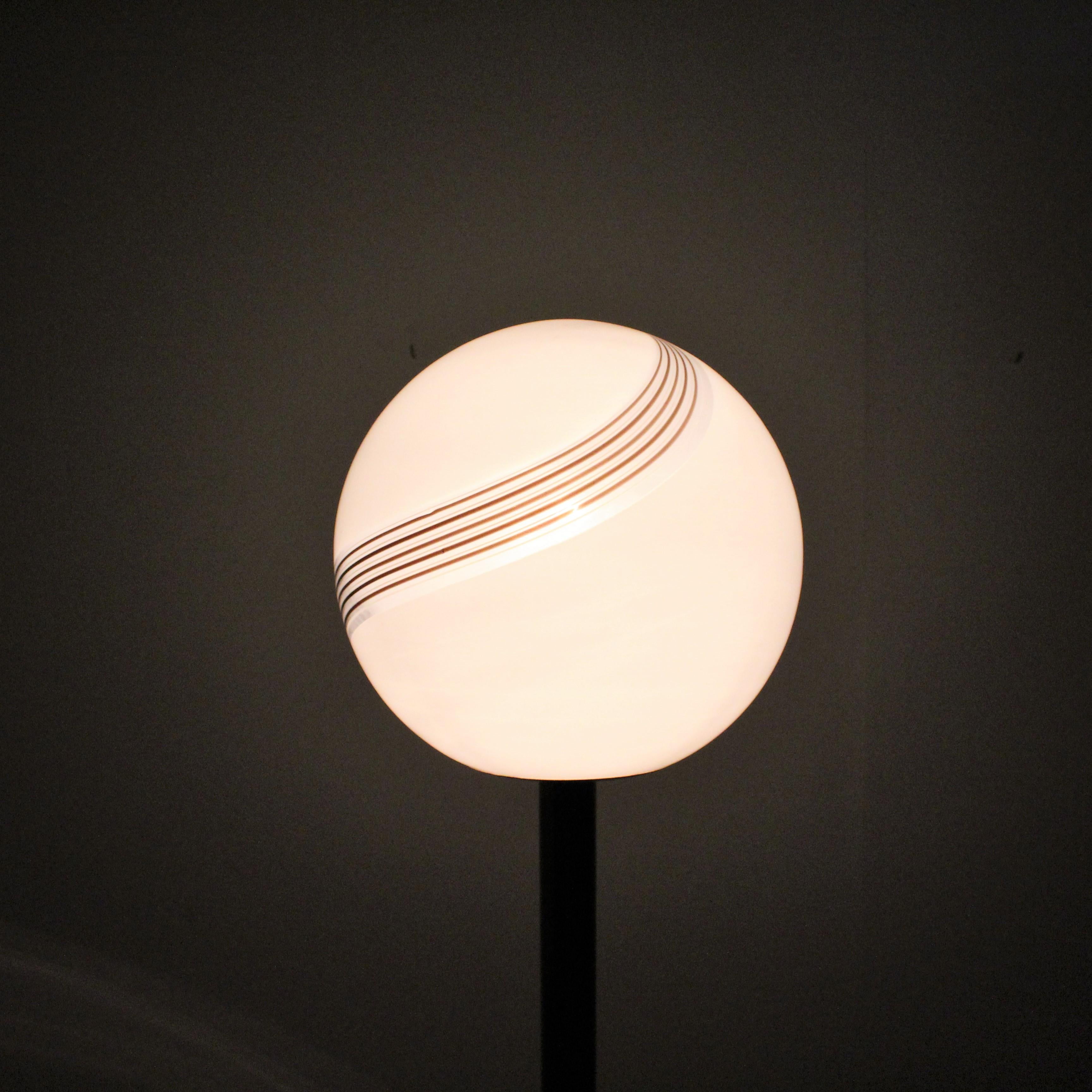 Midcentury White Opaline and Metal Floor Lamp after M. Vignelli, Italy, 1970s 7