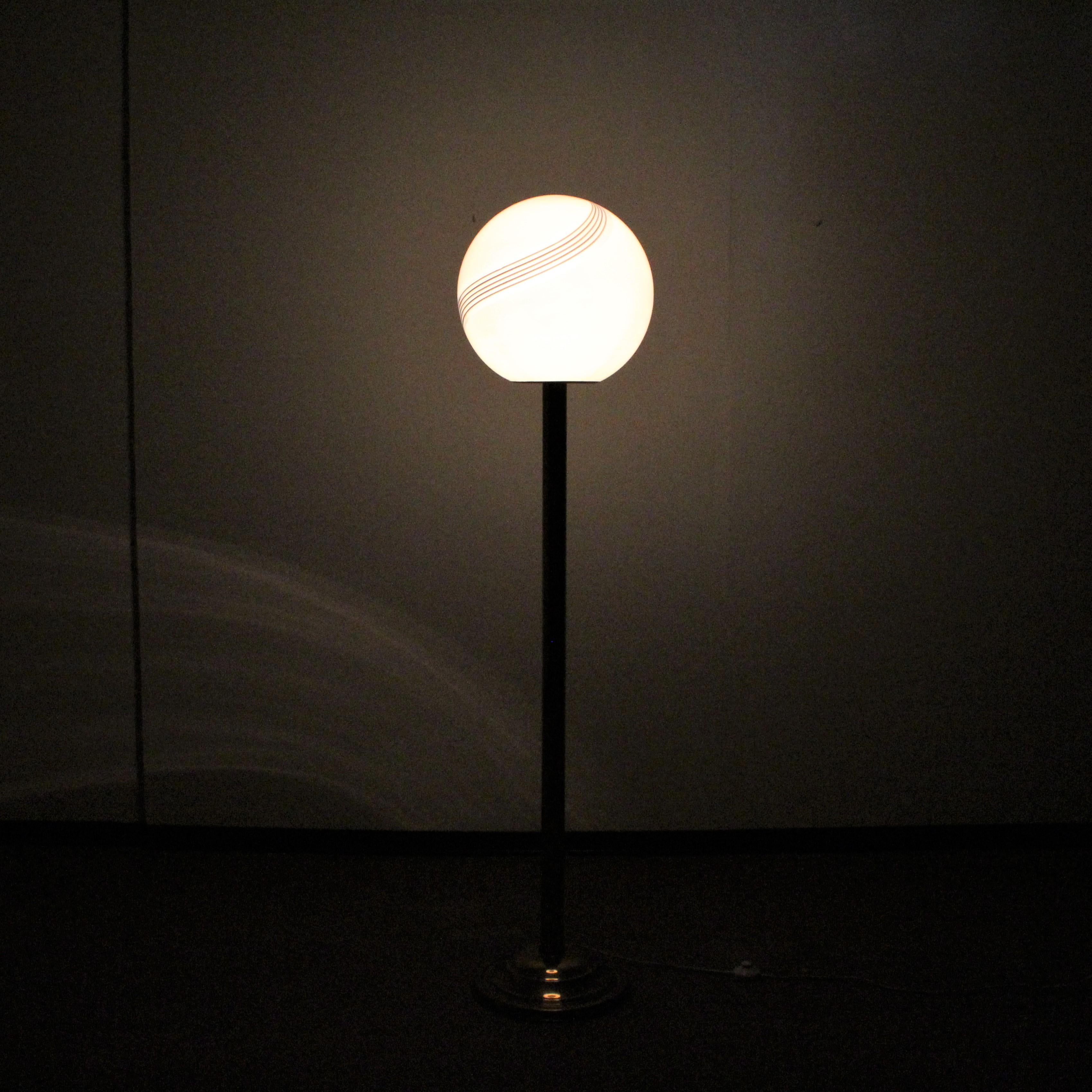 Midcentury White Opaline and Metal Floor Lamp after M. Vignelli, Italy, 1970s 8