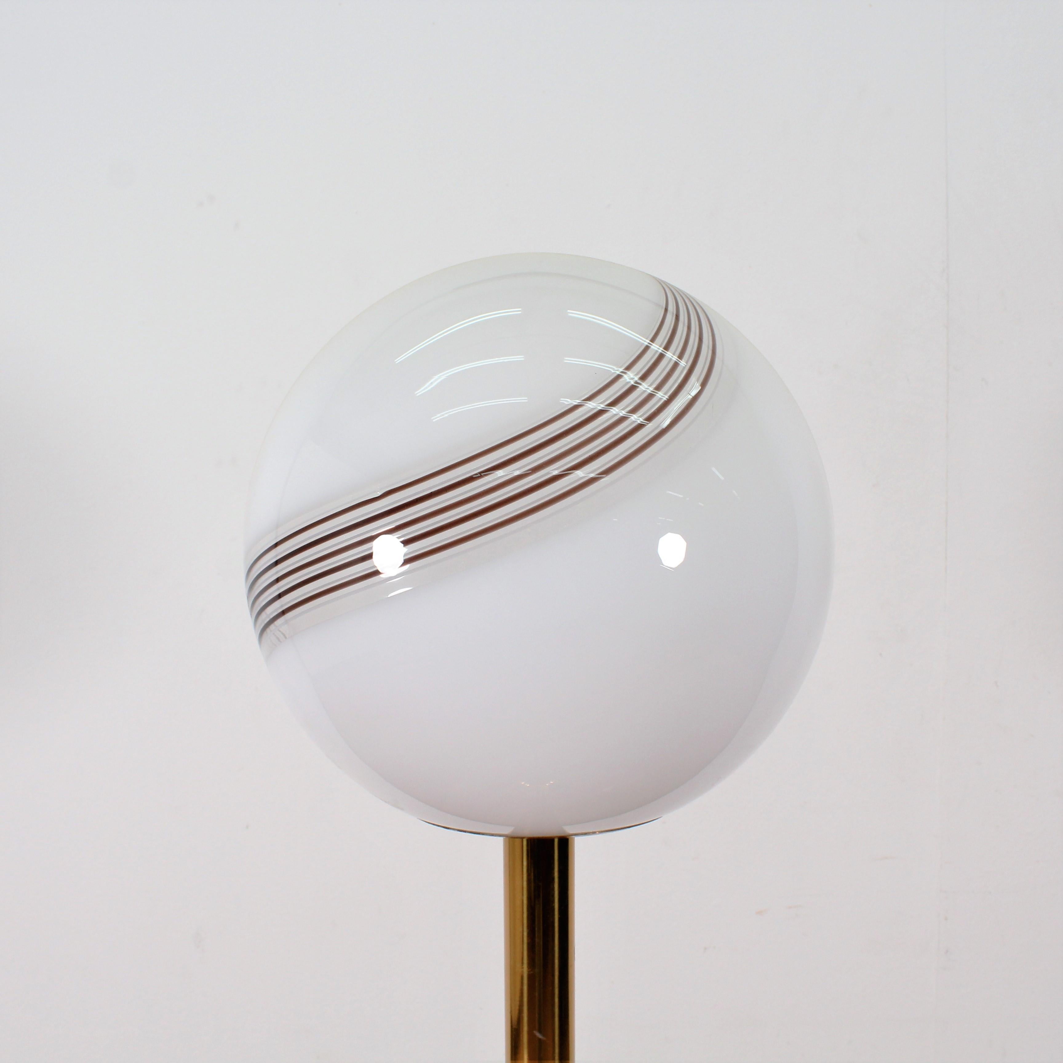Mid-Century Modern Midcentury White Opaline and Metal Floor Lamp after M. Vignelli, Italy, 1970s