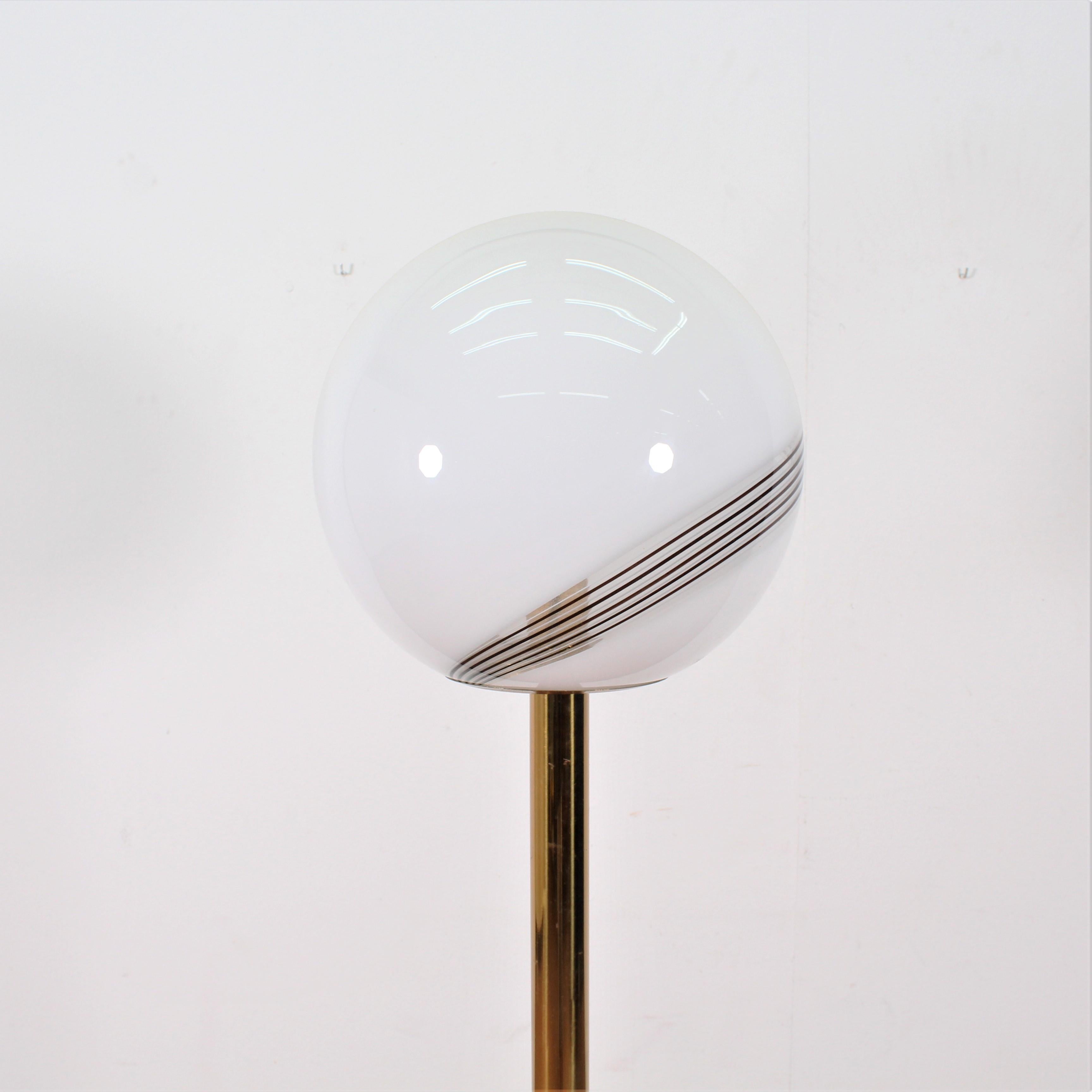Midcentury White Opaline and Metal Floor Lamp after M. Vignelli, Italy, 1970s 1