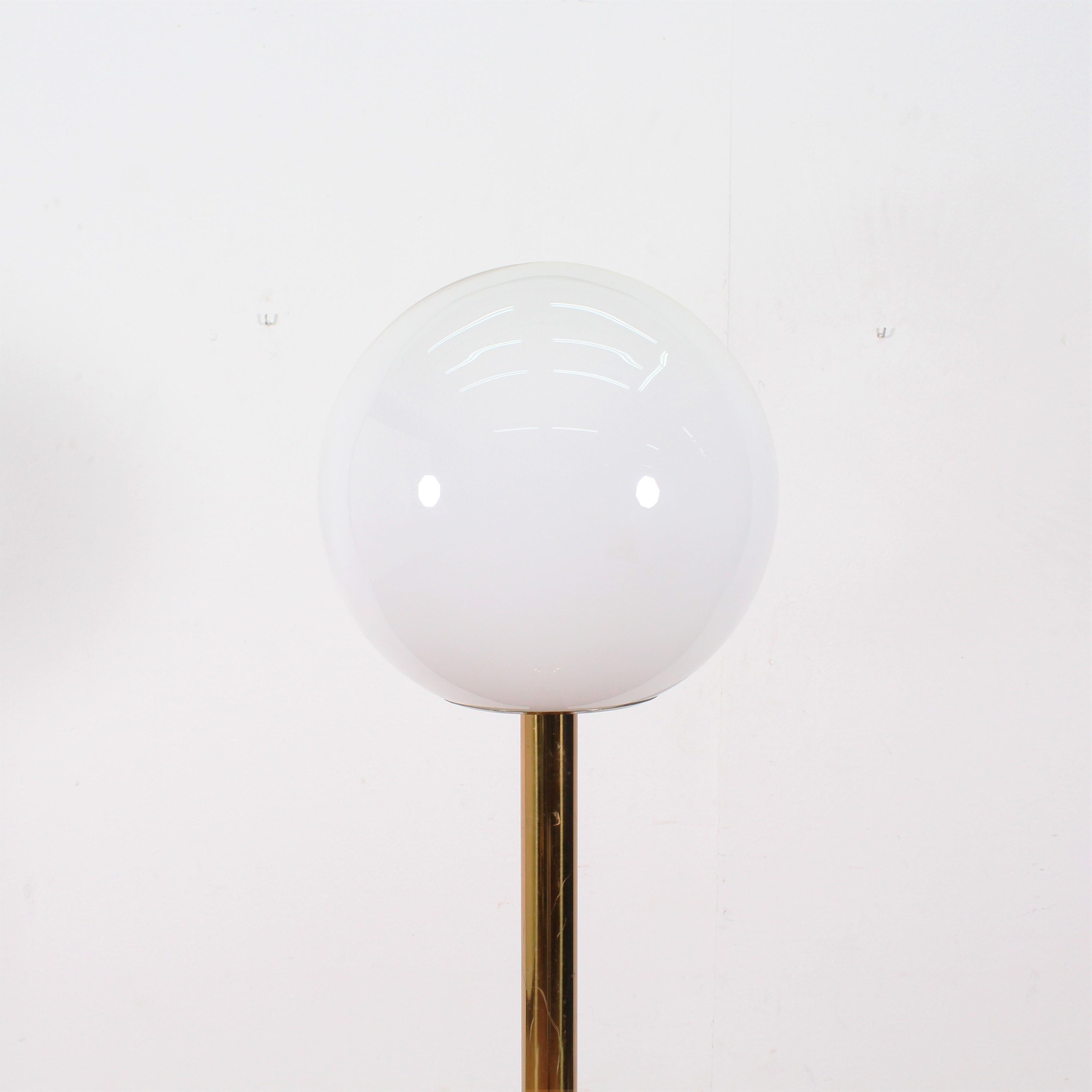 Midcentury White Opaline and Metal Floor Lamp after M. Vignelli, Italy, 1970s 2