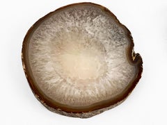 Midcentury White, Organge and Red Onyx, Agate and Quartz Decorative Geode Bowls