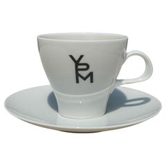 Midcentury French White Porcelain Coffee Cups by Jean Luce Thomas Manufacture