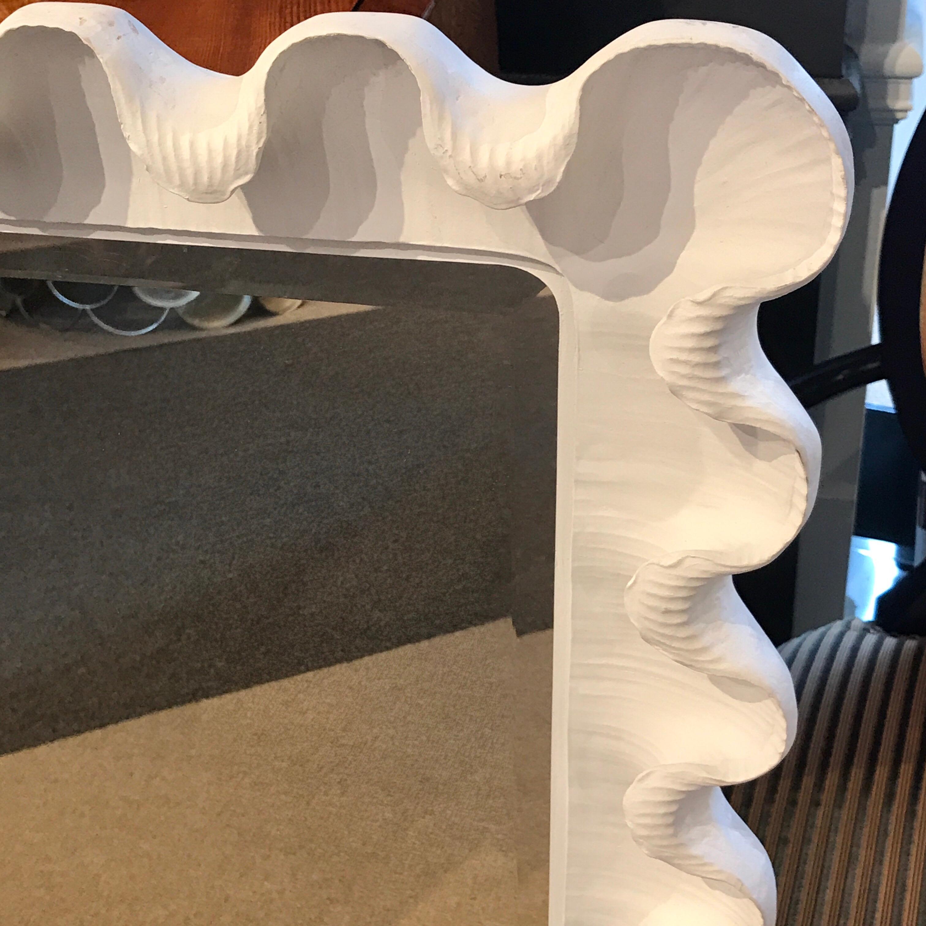 scalloped white mirror