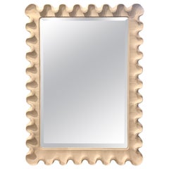 Midcentury White Scalloped Mirror