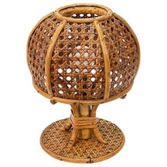 Midcentury Wicker and Rattan Italian Table Lamp, 1960s