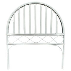 Used Midcentury Wicker, Bamboo, Rattan Headboard, Grey Lacquered