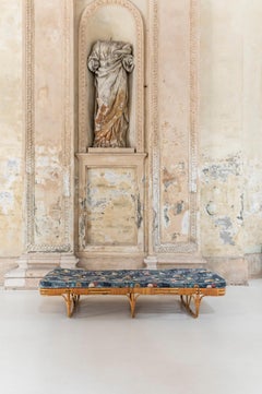 Midcentury wicker daybed attributed to Viggo Boesen, Denmark 1960s