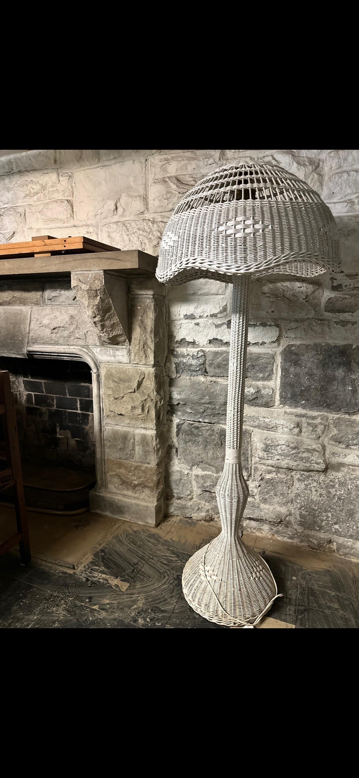 Bohemian Midcentury Wicker Floor Lamp For Sale