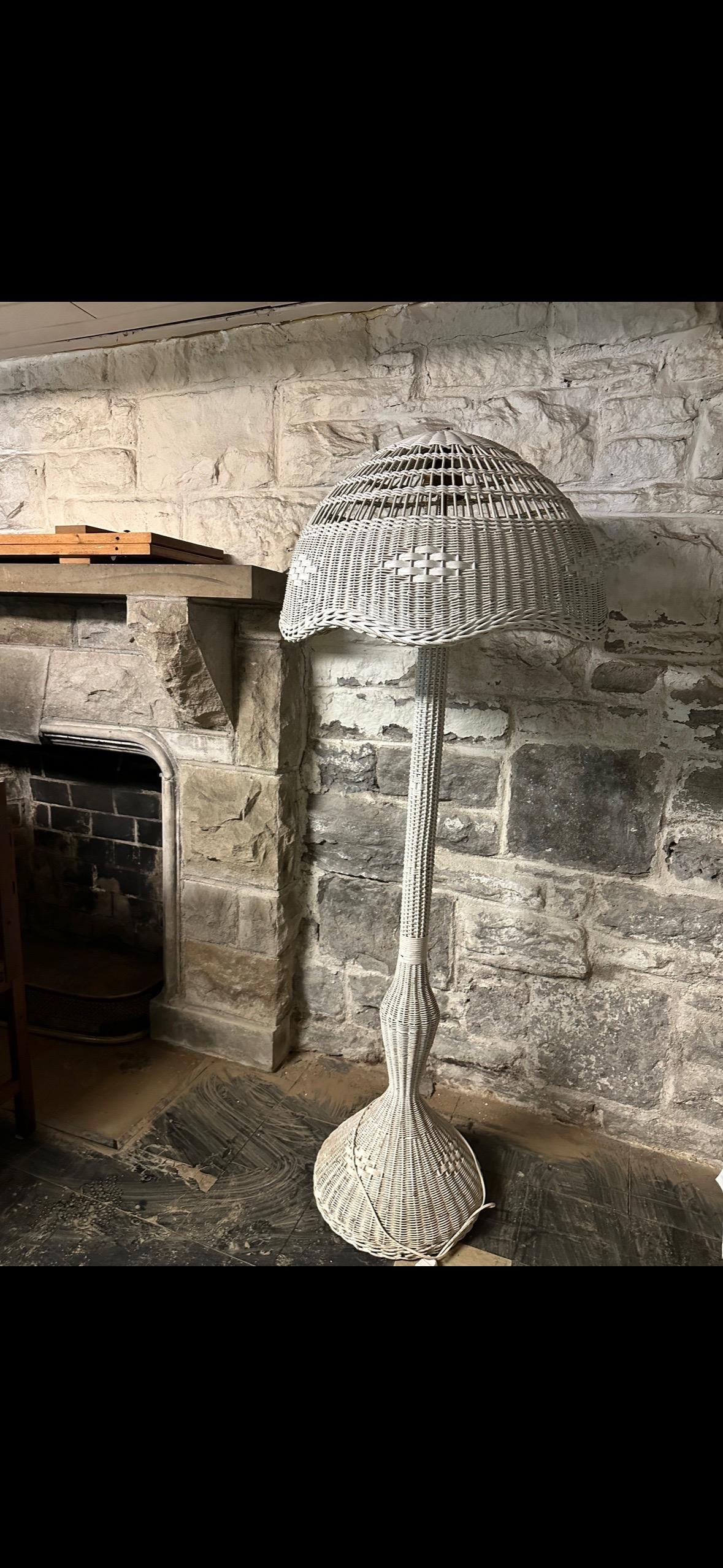 American Midcentury Wicker Floor Lamp For Sale