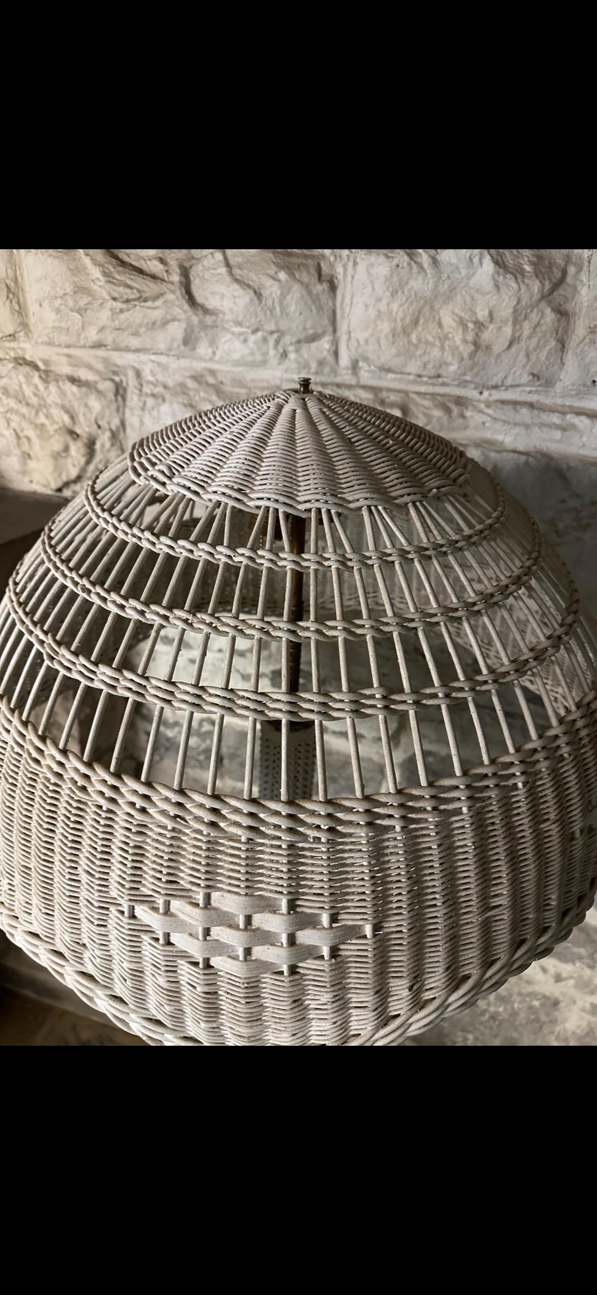 Woven Midcentury Wicker Floor Lamp For Sale
