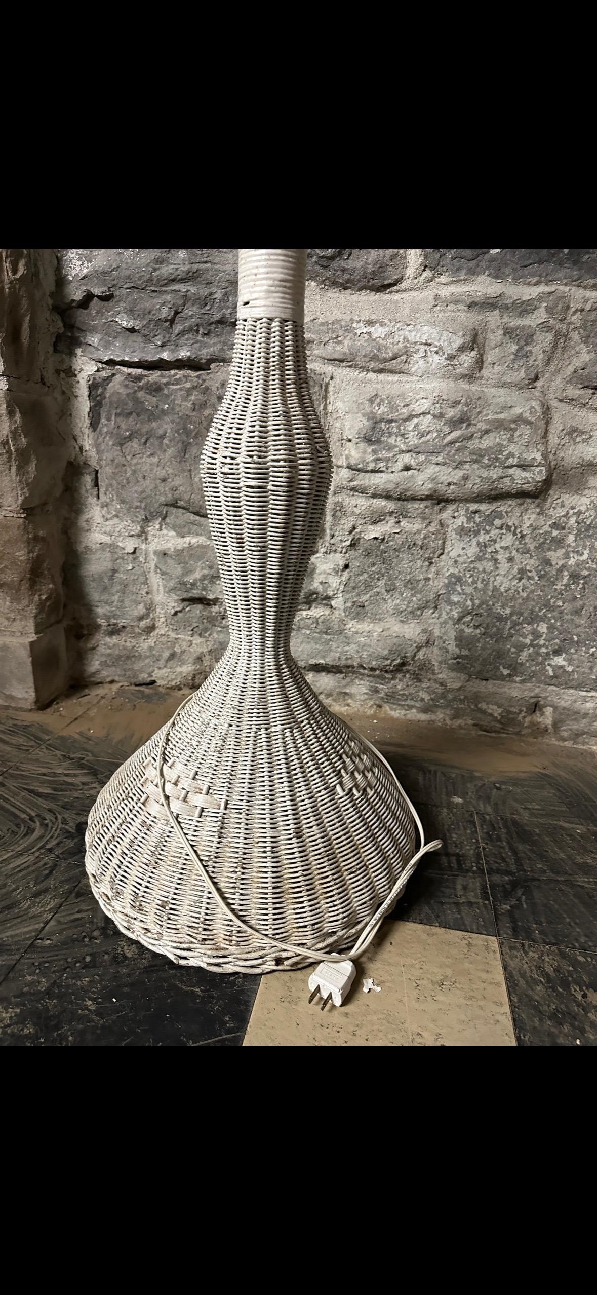 20th Century Midcentury Wicker Floor Lamp For Sale