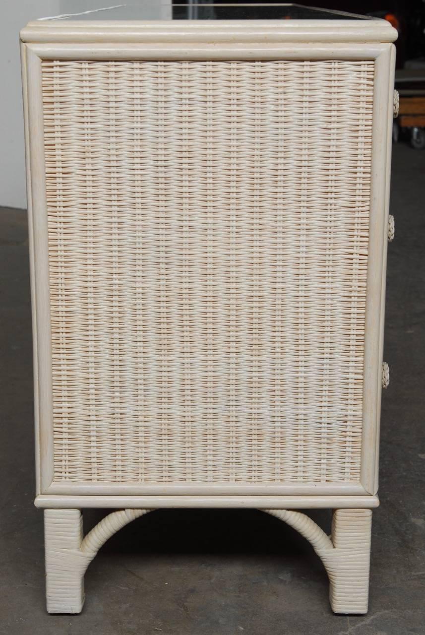 20th Century Midcentury Wicker Rattan Dresser by Woodard