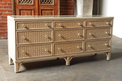 Midcentury Wicker Rattan Dresser by Woodard