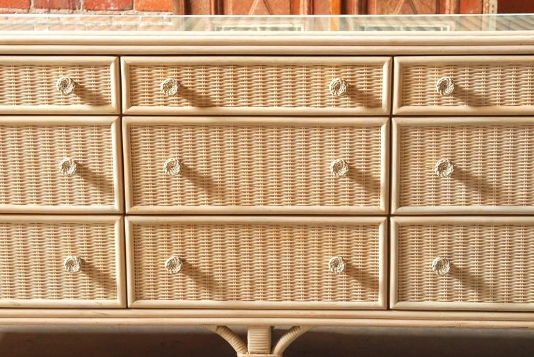 Midcentury Wicker Rattan Dresser by Woodard at 1stDibs