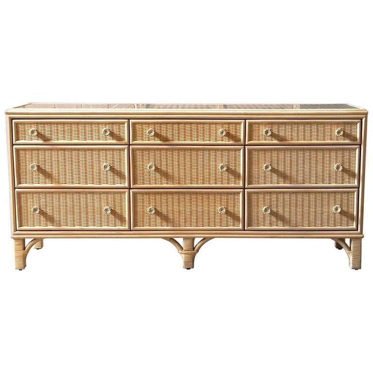 Midcentury Wicker Rattan Dresser By Woodard At 1stdibs