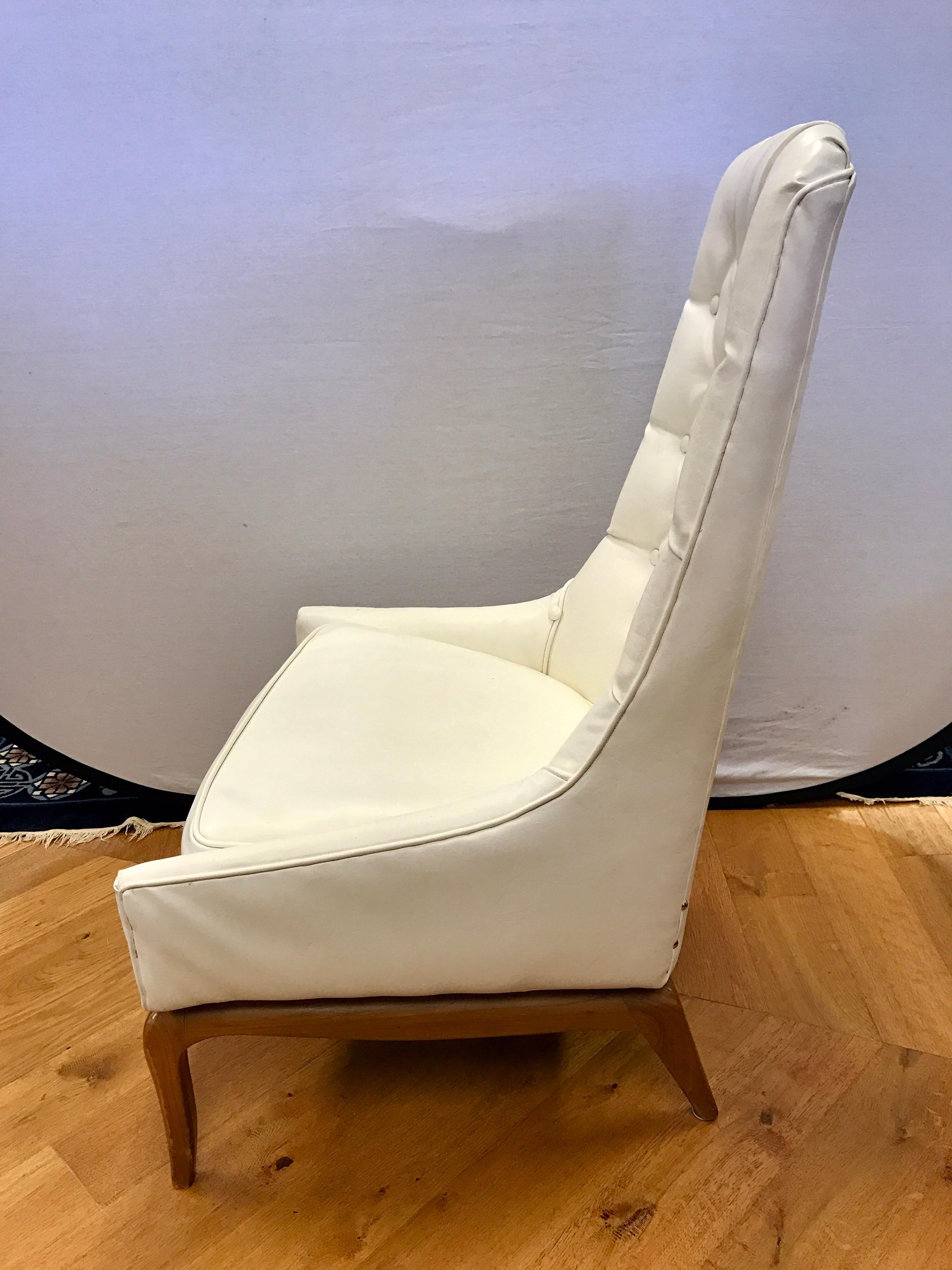American Midcentury Widdicomb Tufted Highback Robsjohn-Gibbings White Quilted Chair