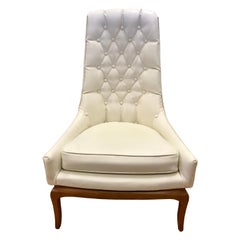 Midcentury Widdicomb Tufted Highback Robsjohn-Gibbings White Quilted Chair
