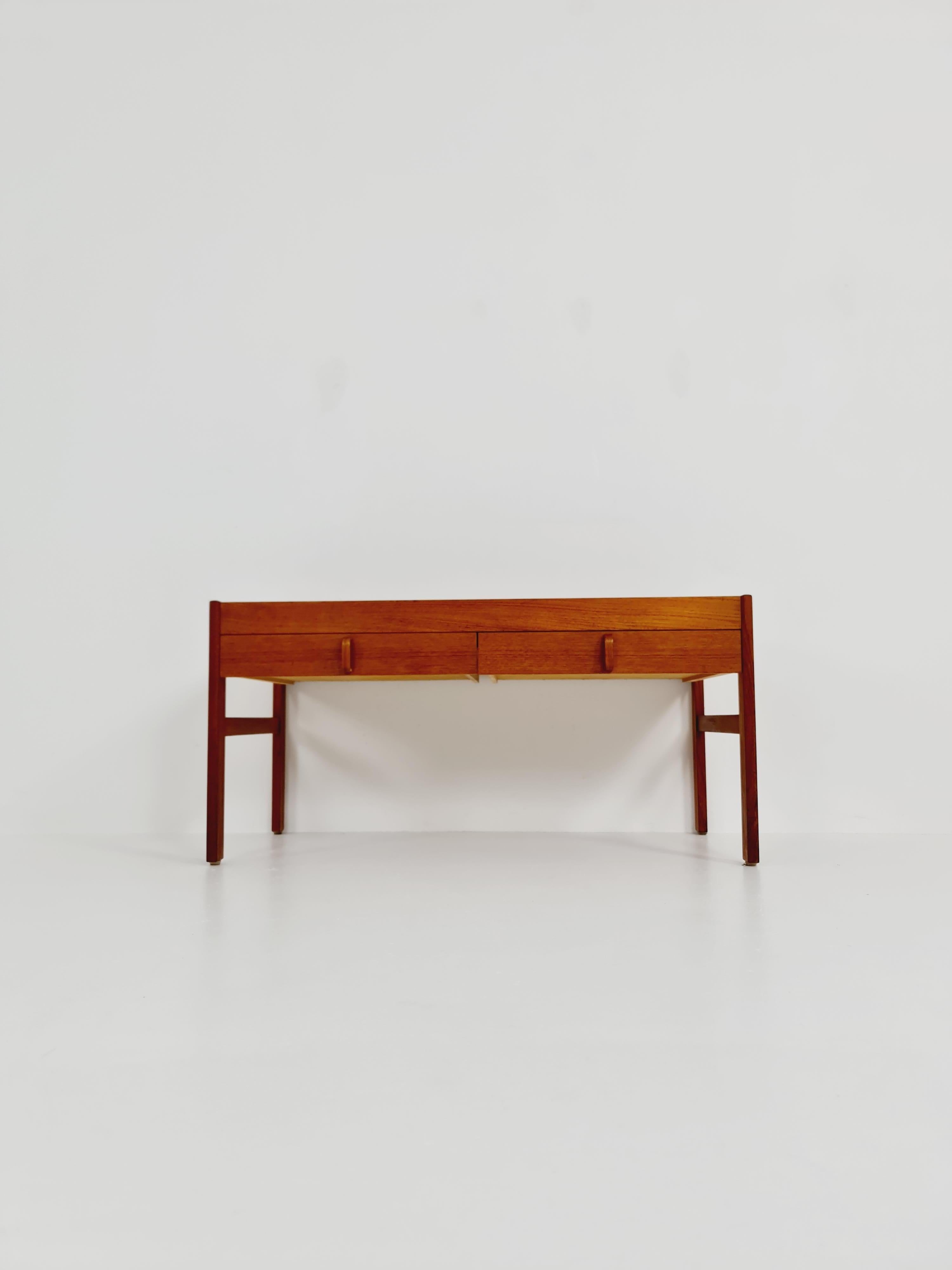 Midcentury wide Danish teak vintage Side table/ Bedside table/ Night stand, 1960 For Sale 4