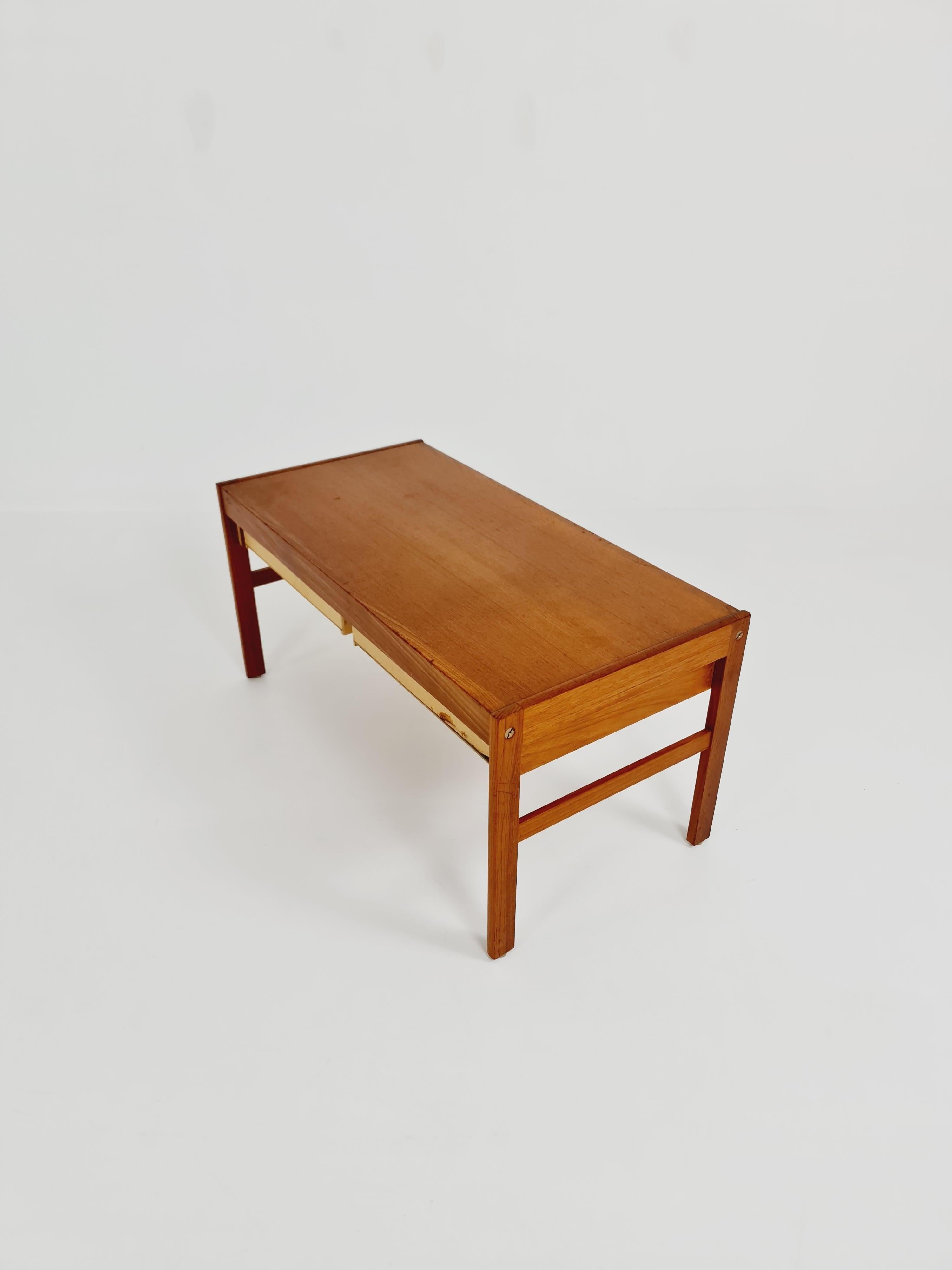 Teak Midcentury wide Danish teak vintage Side table/ Bedside table/ Night stand, 1960 For Sale