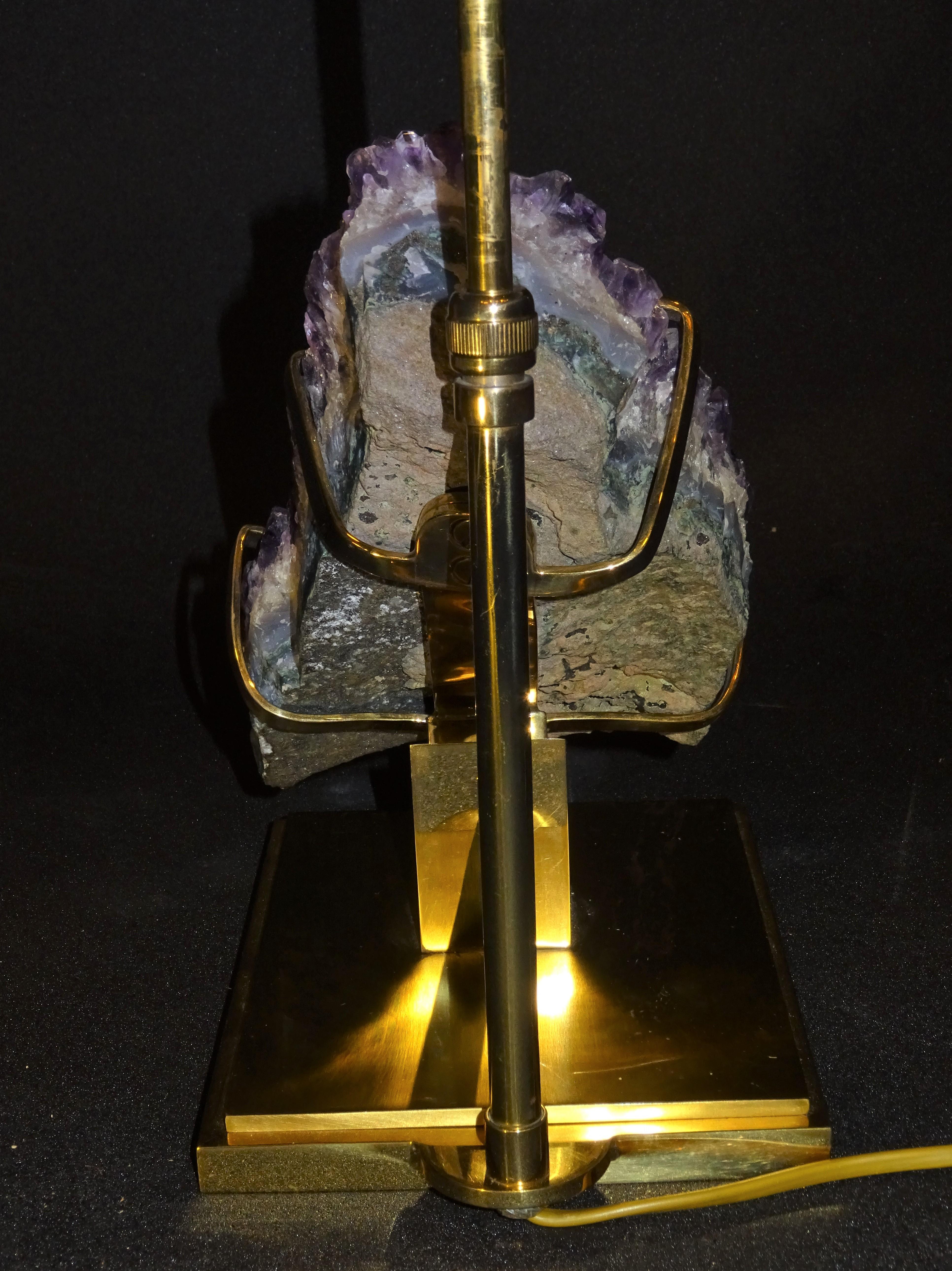 Midcentury Willy Daro Amethyst and Brass Adjustable Table Lamp 4