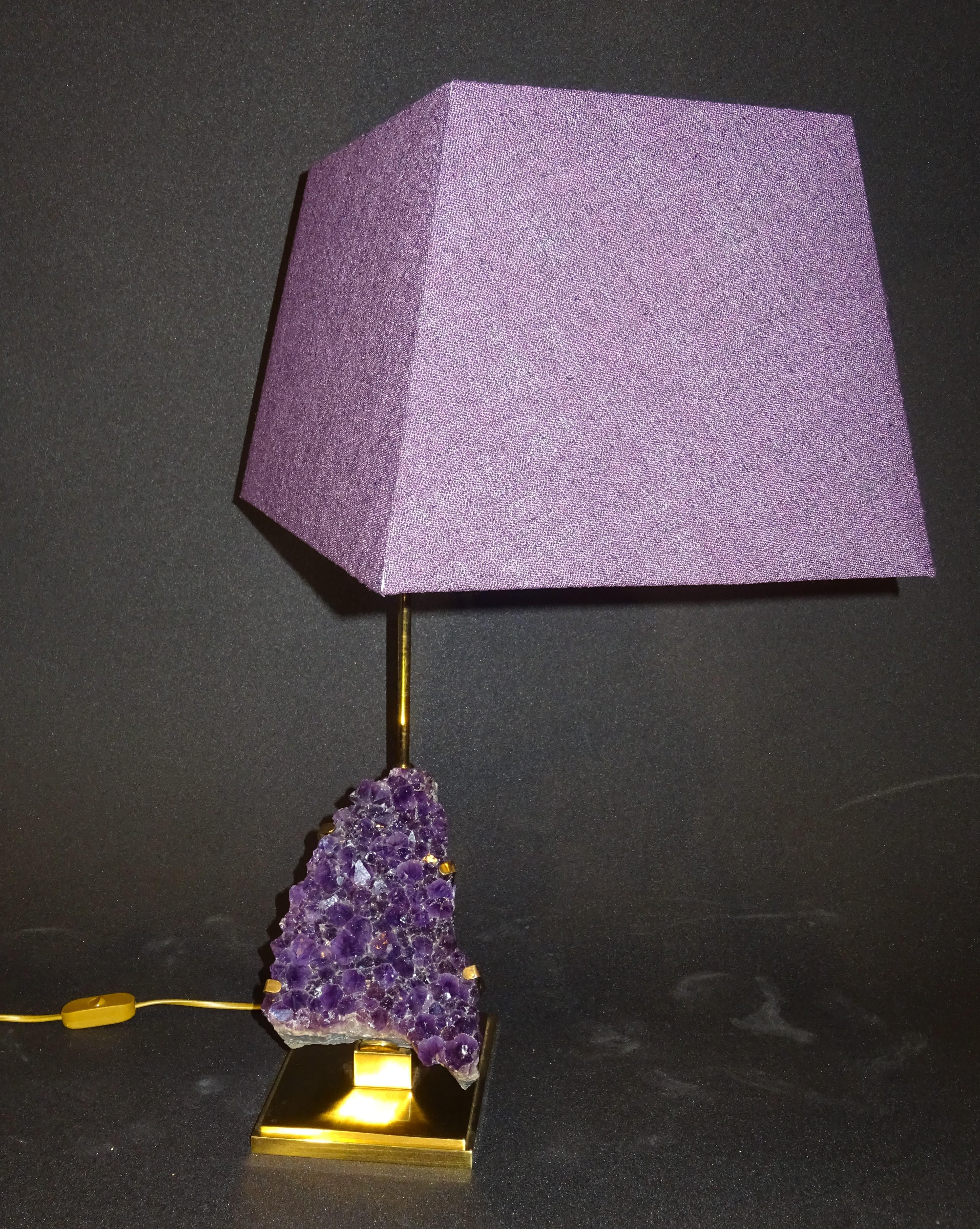 Belgian Midcentury Willy Daro Amethyst and Brass Adjustable Table Lamp