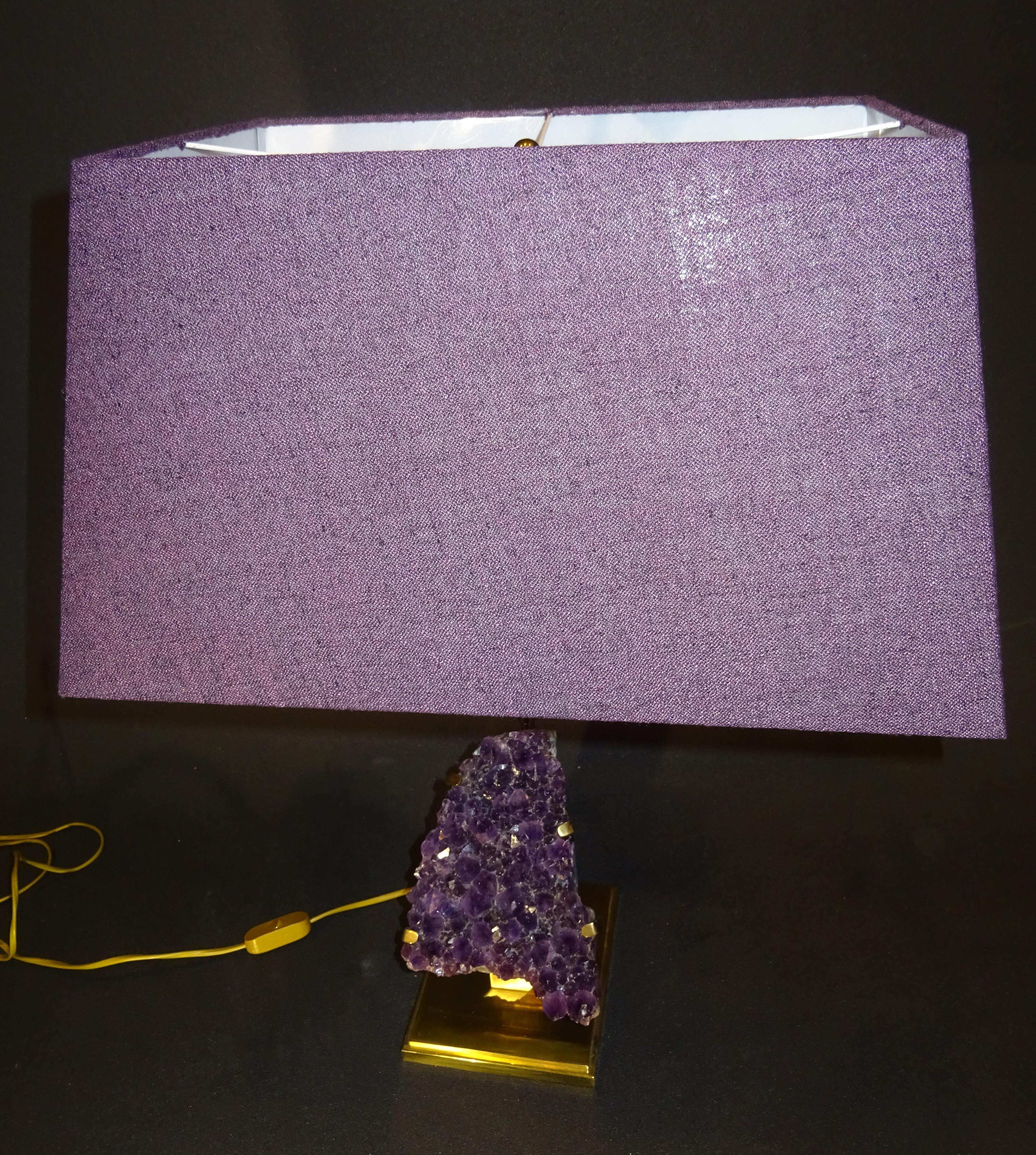 Midcentury Willy Daro Amethyst and Brass Adjustable Table Lamp In Good Condition In Valladolid, ES
