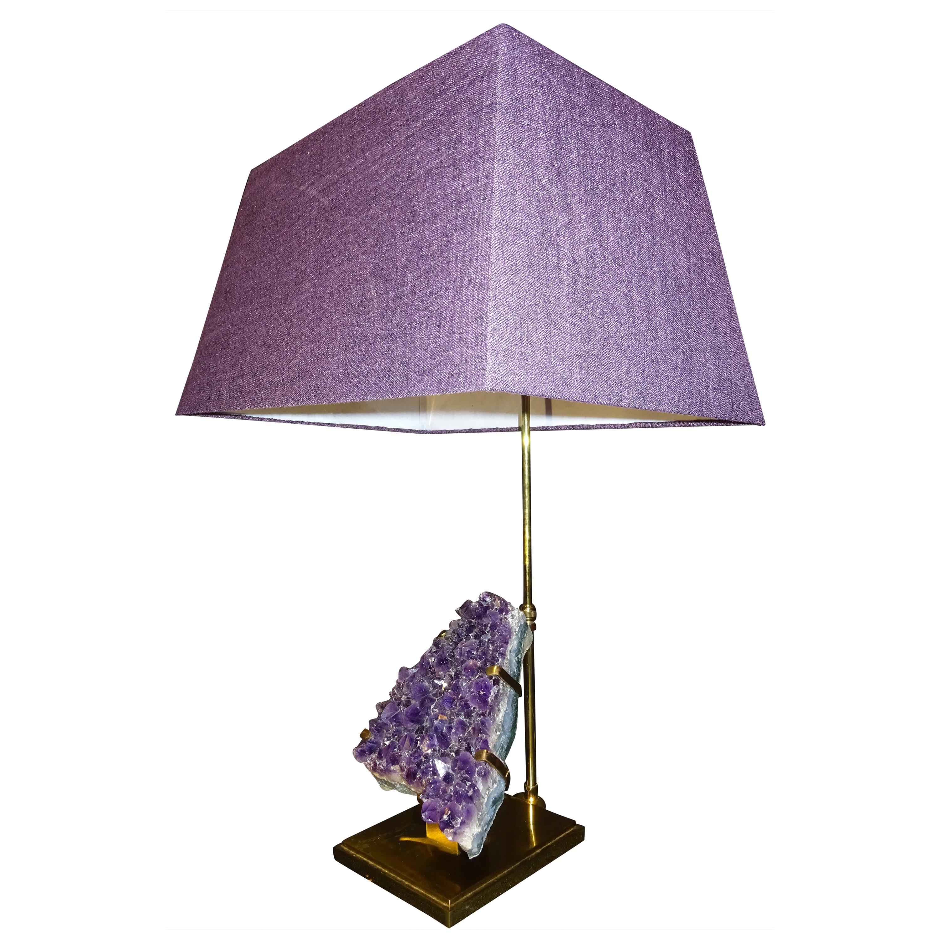 Midcentury Willy Daro Amethyst and Brass Adjustable Table Lamp