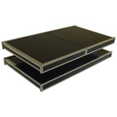 Midcentury Willy Rizzo Bar Table Black with Chrome Two Levels