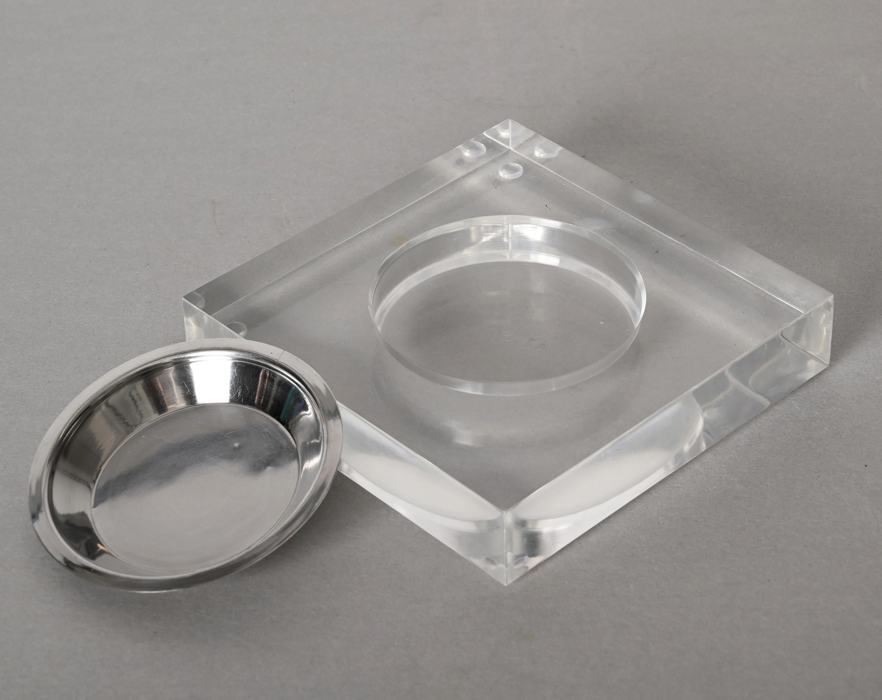 Midcentury Willy Rizzo Lucite and Chrome Vide-Poche or Ashtray, Italy 1970s 5