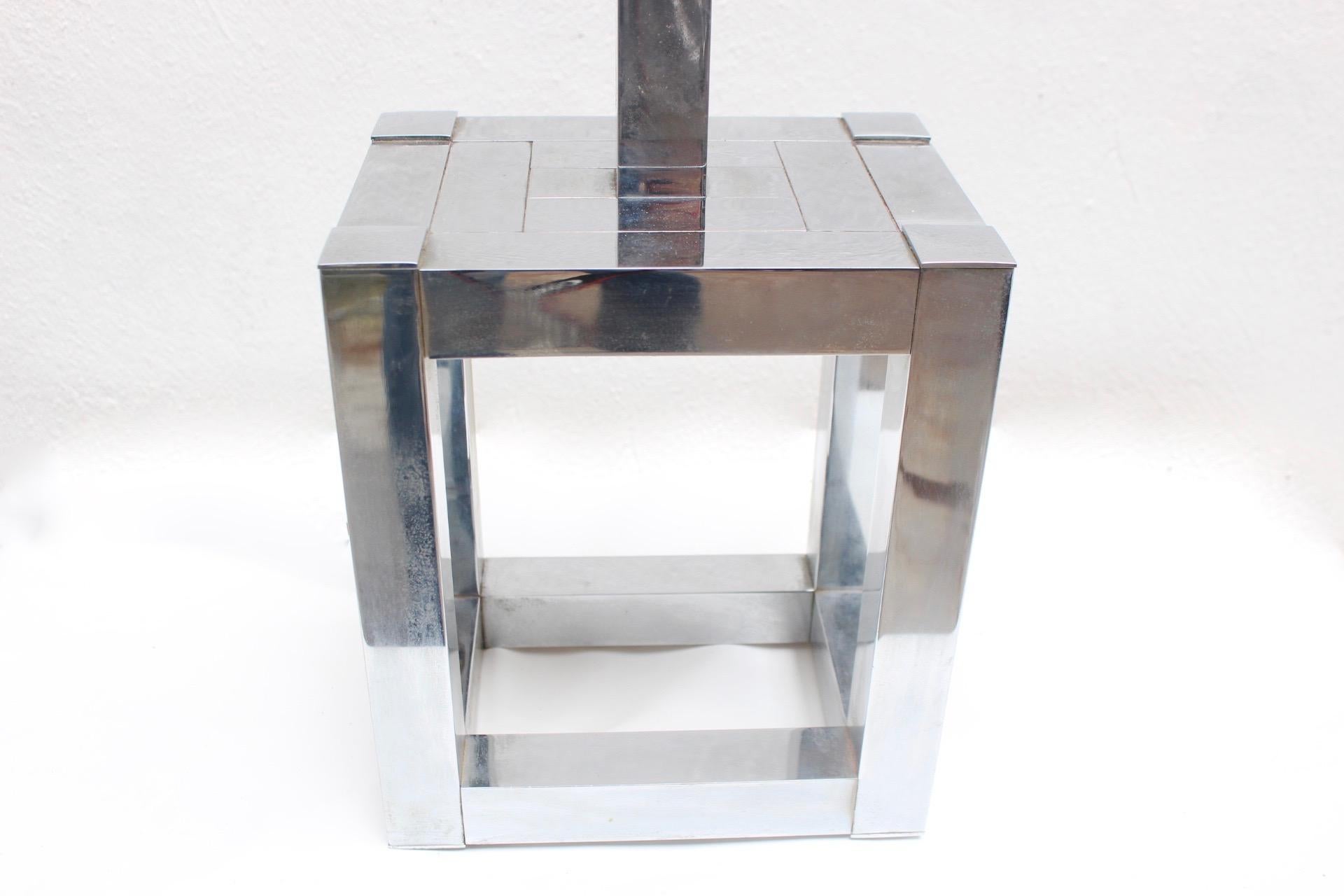 Midcentury Willy Rizzo Sculptural Cubic Sculptural Table Lamp for Lumica, 1970s For Sale 2