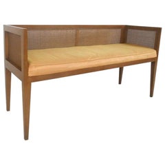 Midcentury Window Bench with Cane Back