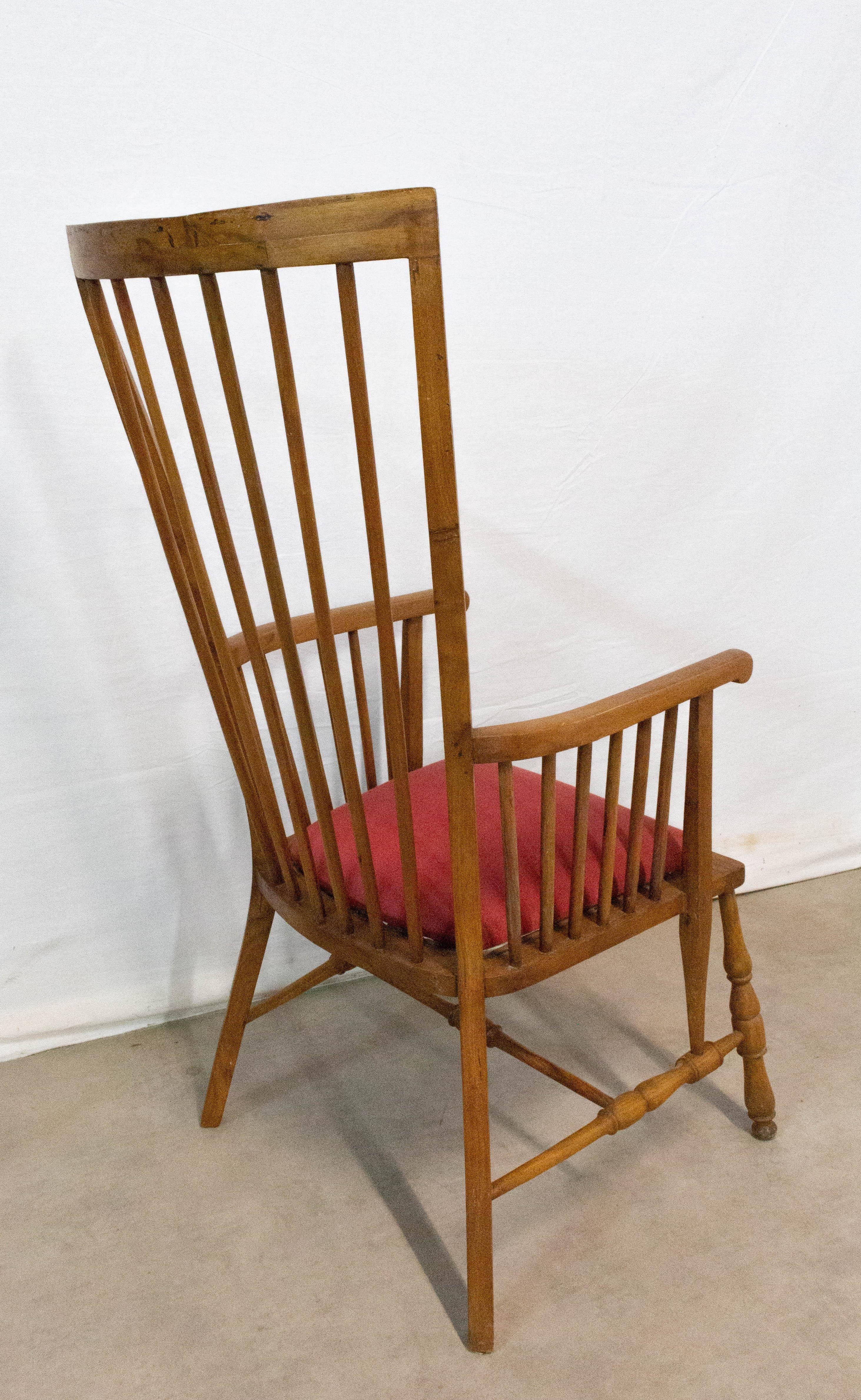 French Midcentury Windsor Armchair Elm Chair, circa 1950 For Sale