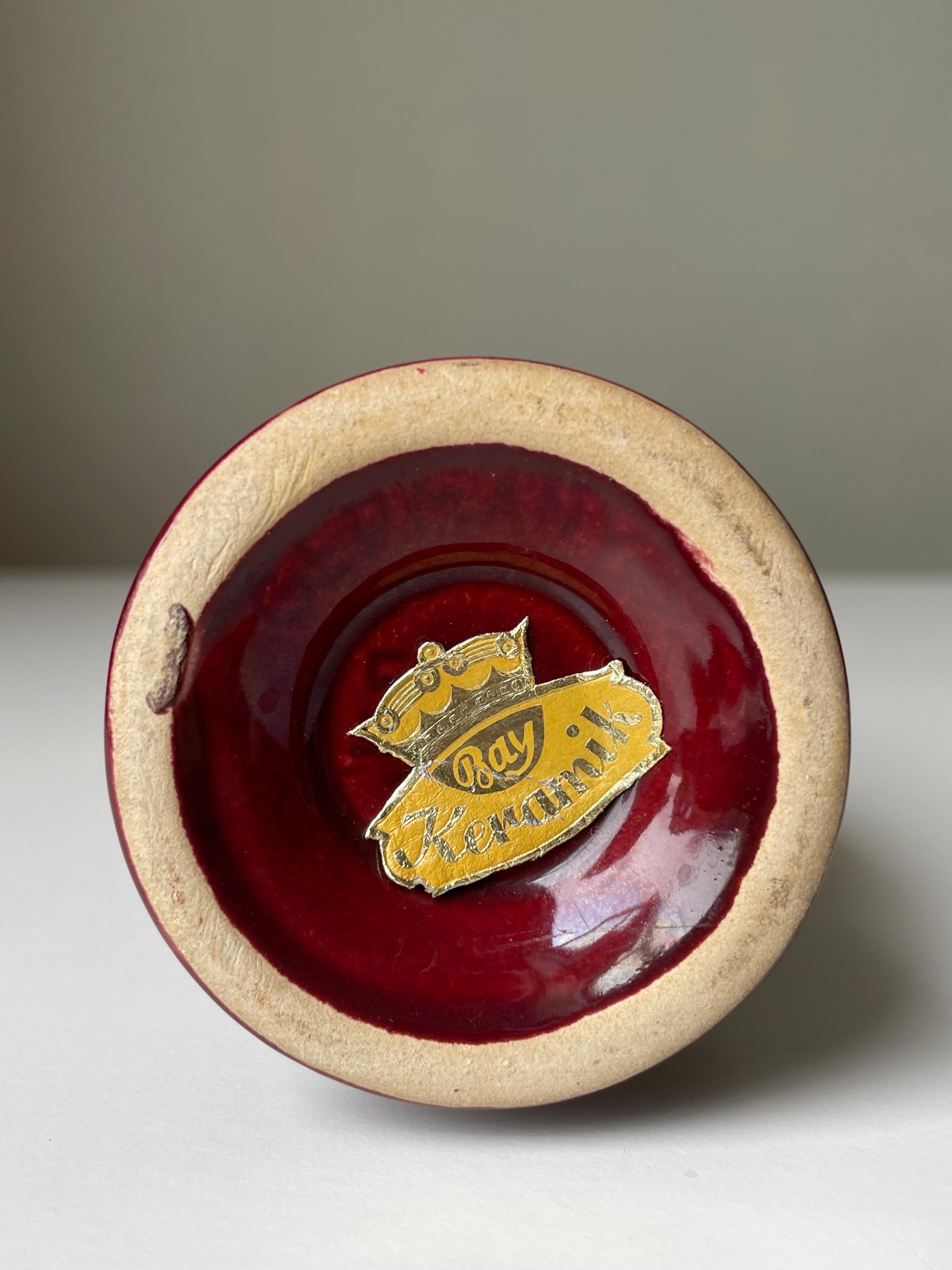 Bay Keramik Wine Red Gold Decorative Vase, 1960s For Sale 5