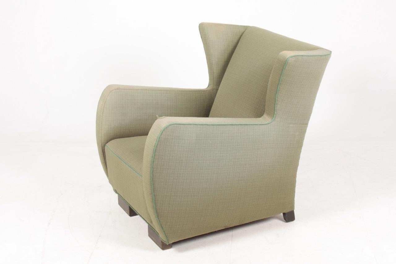 Danish Midcentury Wingback Chair, 1940s For Sale