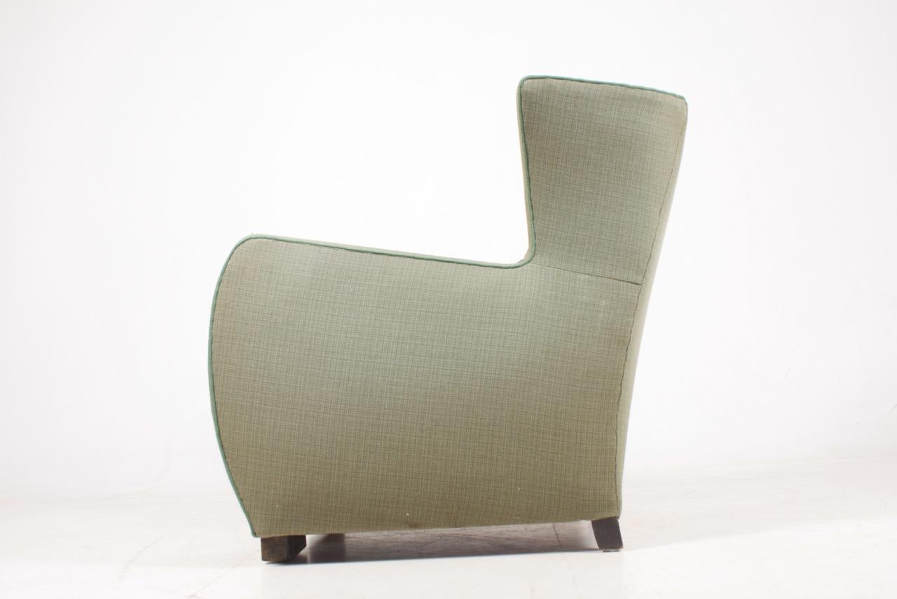 Midcentury Wingback Chair, 1940s In Fair Condition For Sale In Lejre, DK