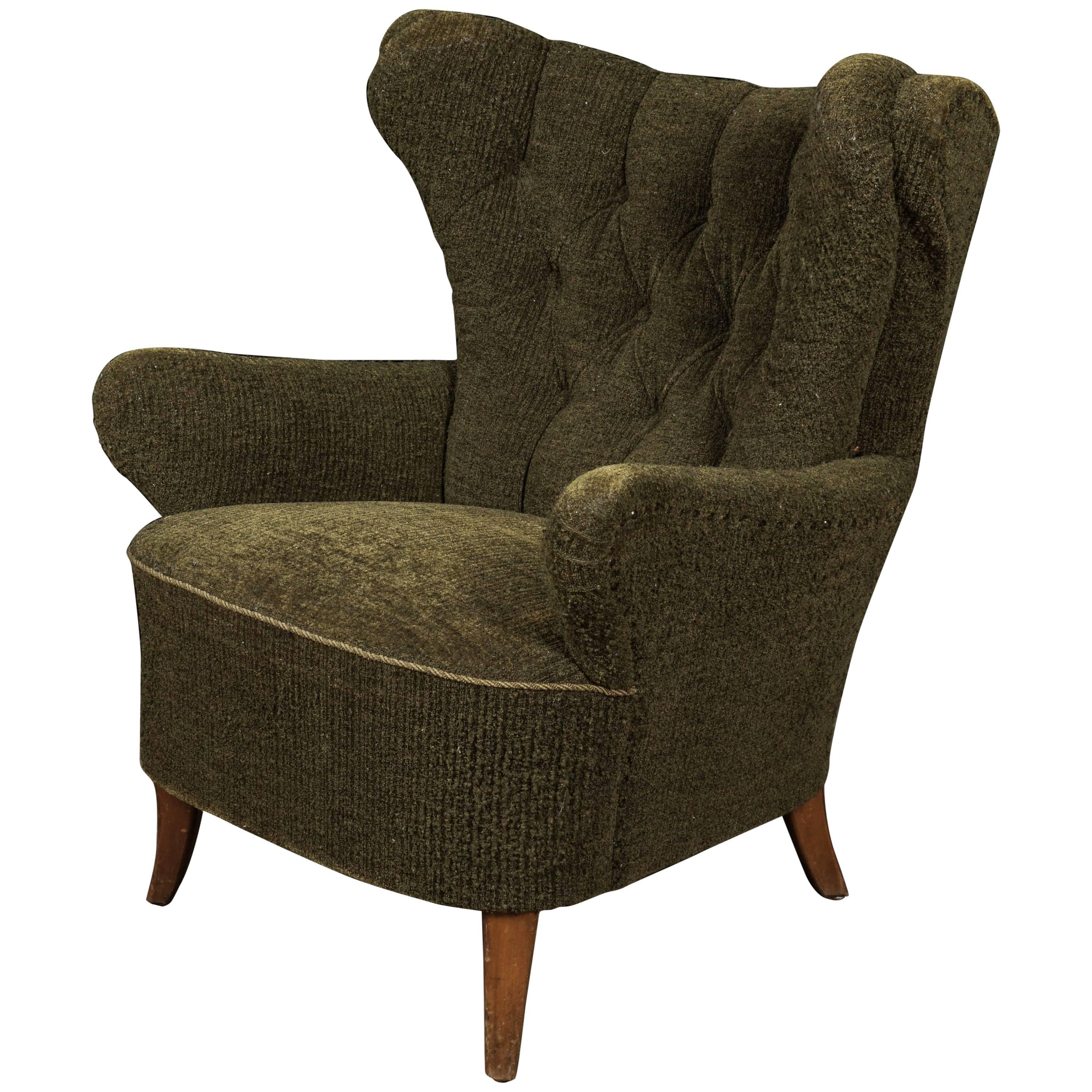 Midcentury Wingback Chair from Denmark, circa 1960