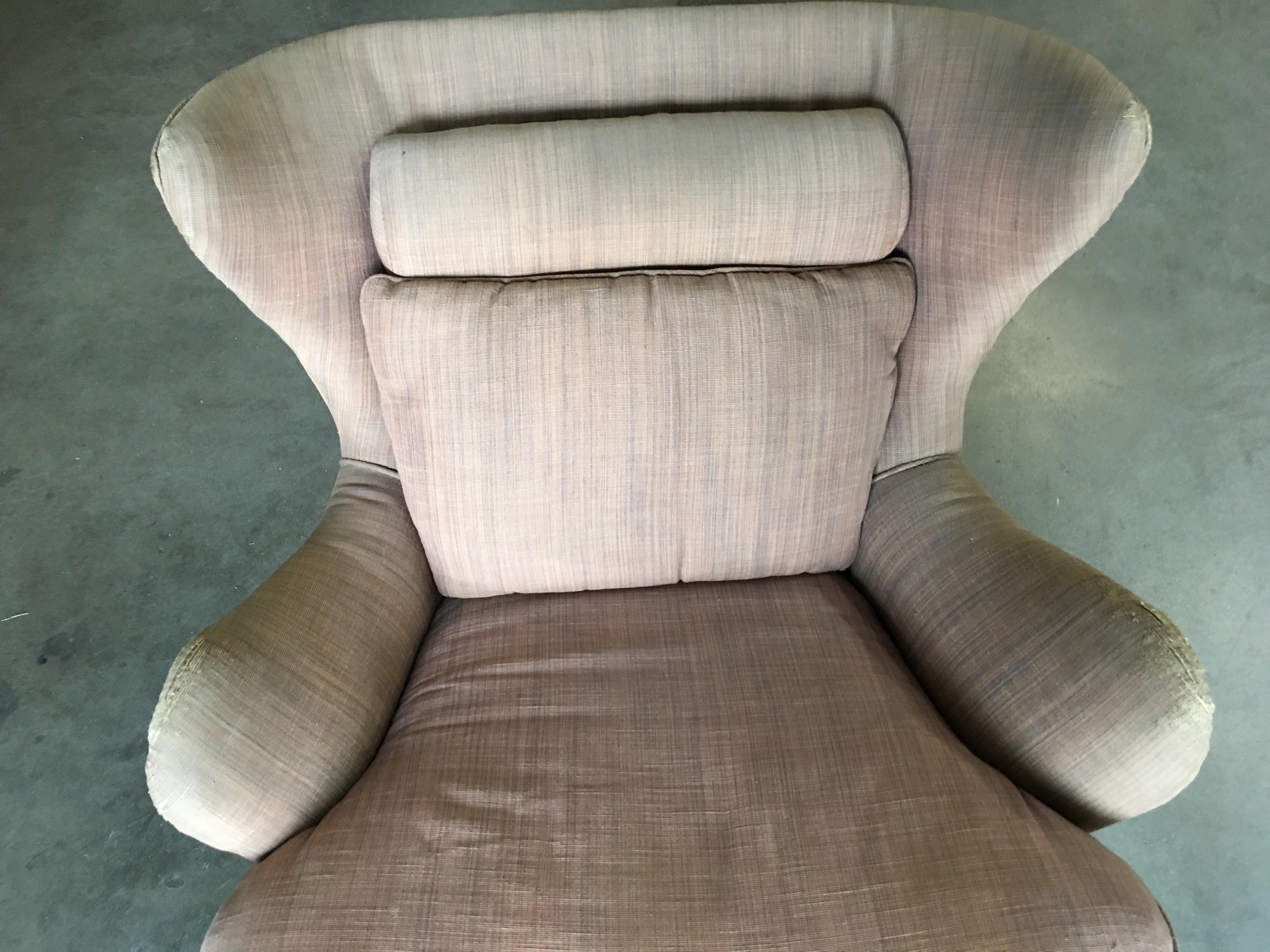 Midcentury Wingback Lounge Chair with Ottoman 3
