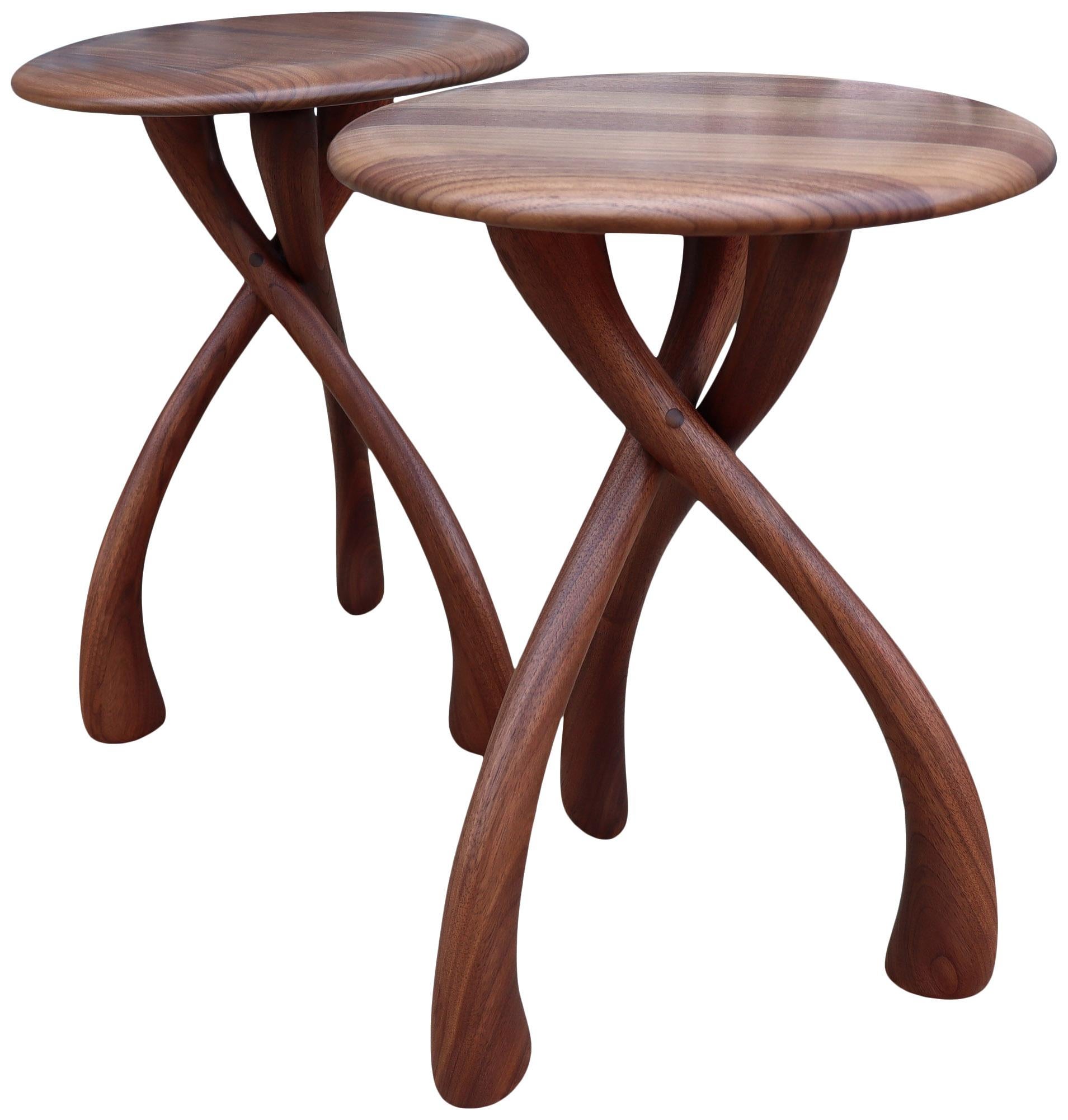 Midcentury Wishbone Side Table in Walnut (4 available) In Excellent Condition In BROOKLYN, NY
