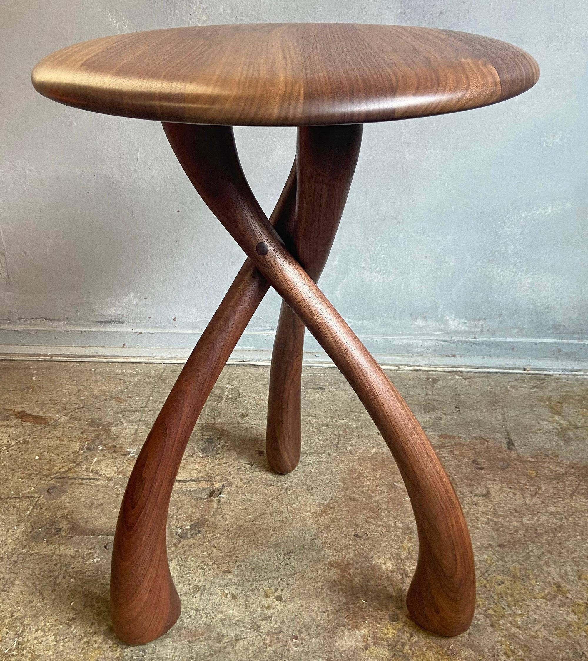 Midcentury Wishbone Side Table in Walnut (4 available) For Sale 1