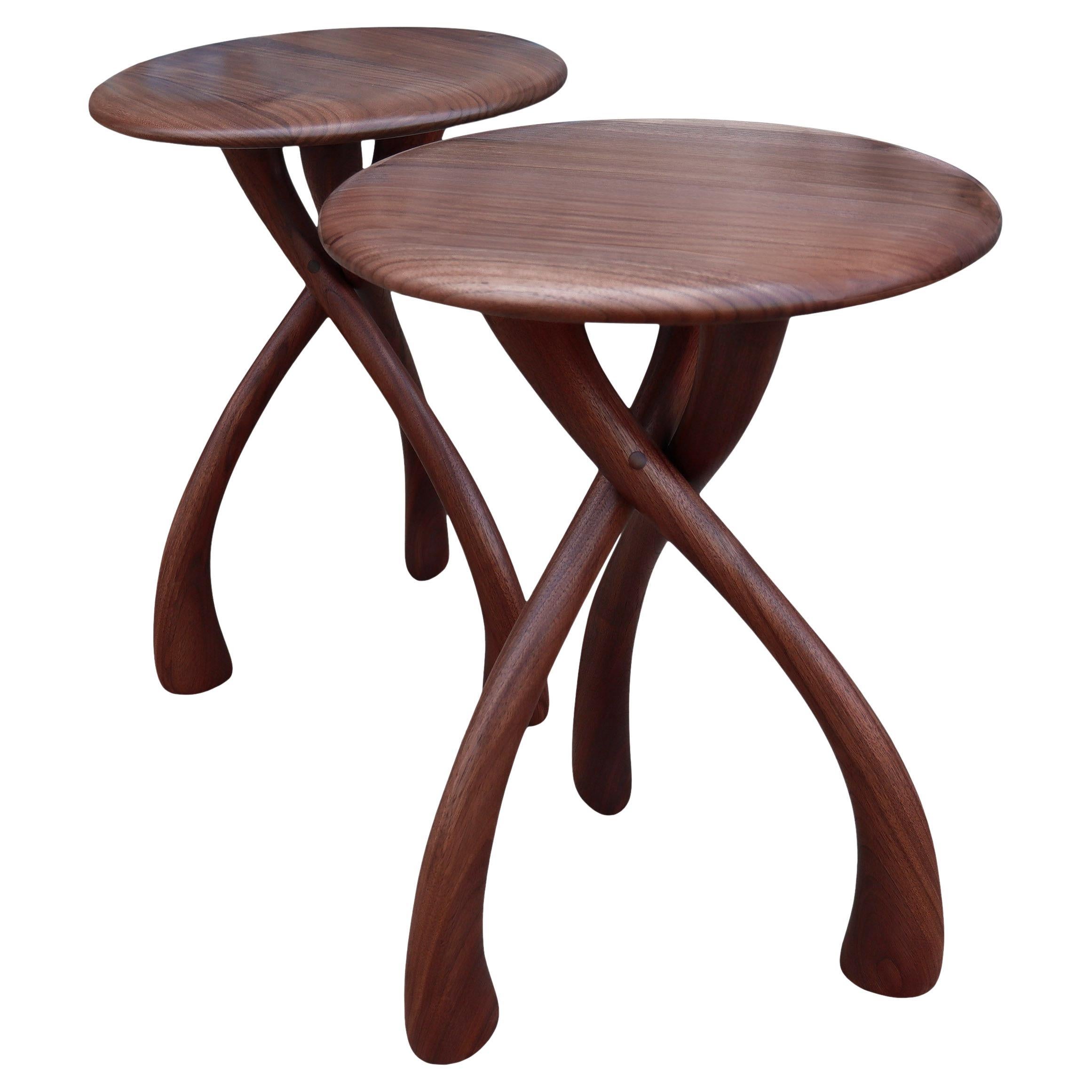 Midcentury Wishbone Side Table in Walnut (4 available) For Sale