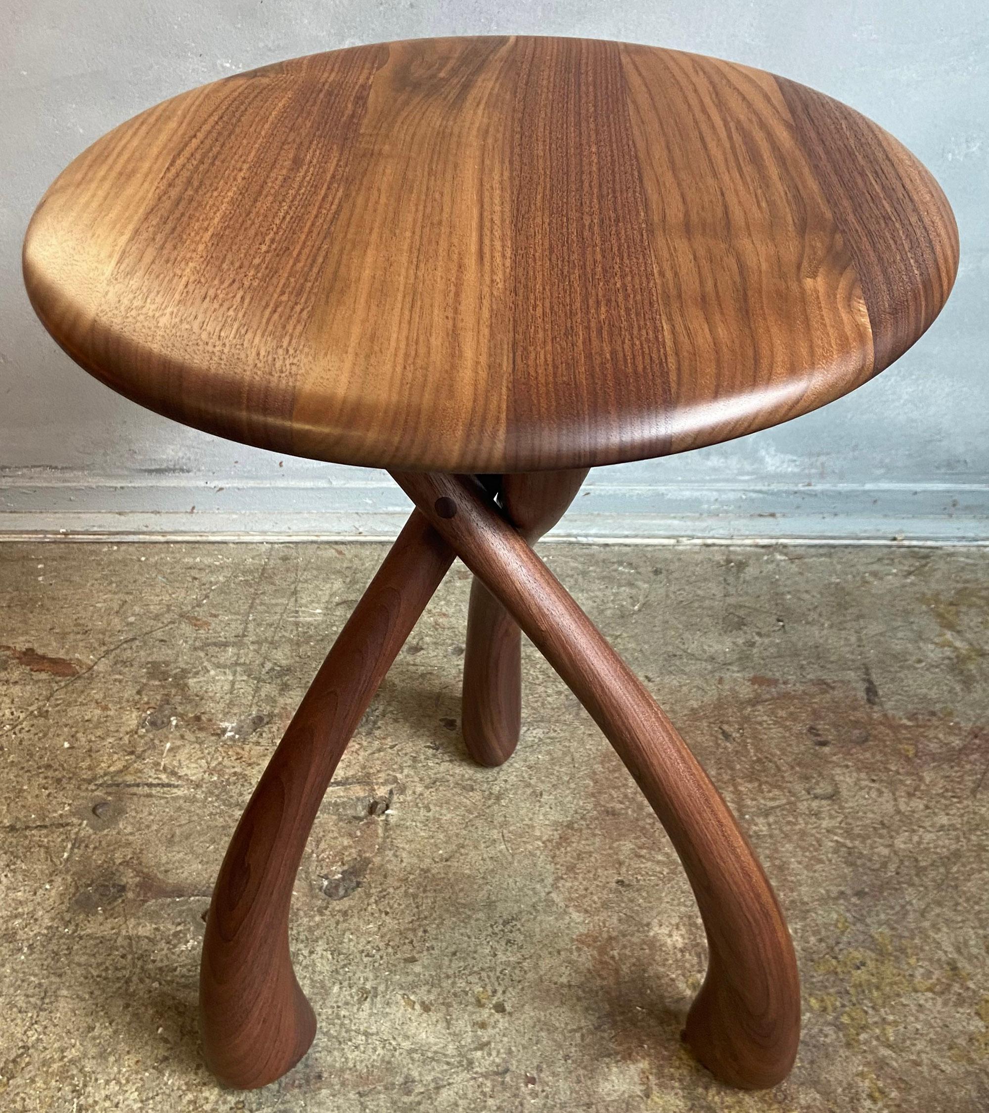 Midcentury Wishbone Side Table in Walnut (4 available) For Sale 5