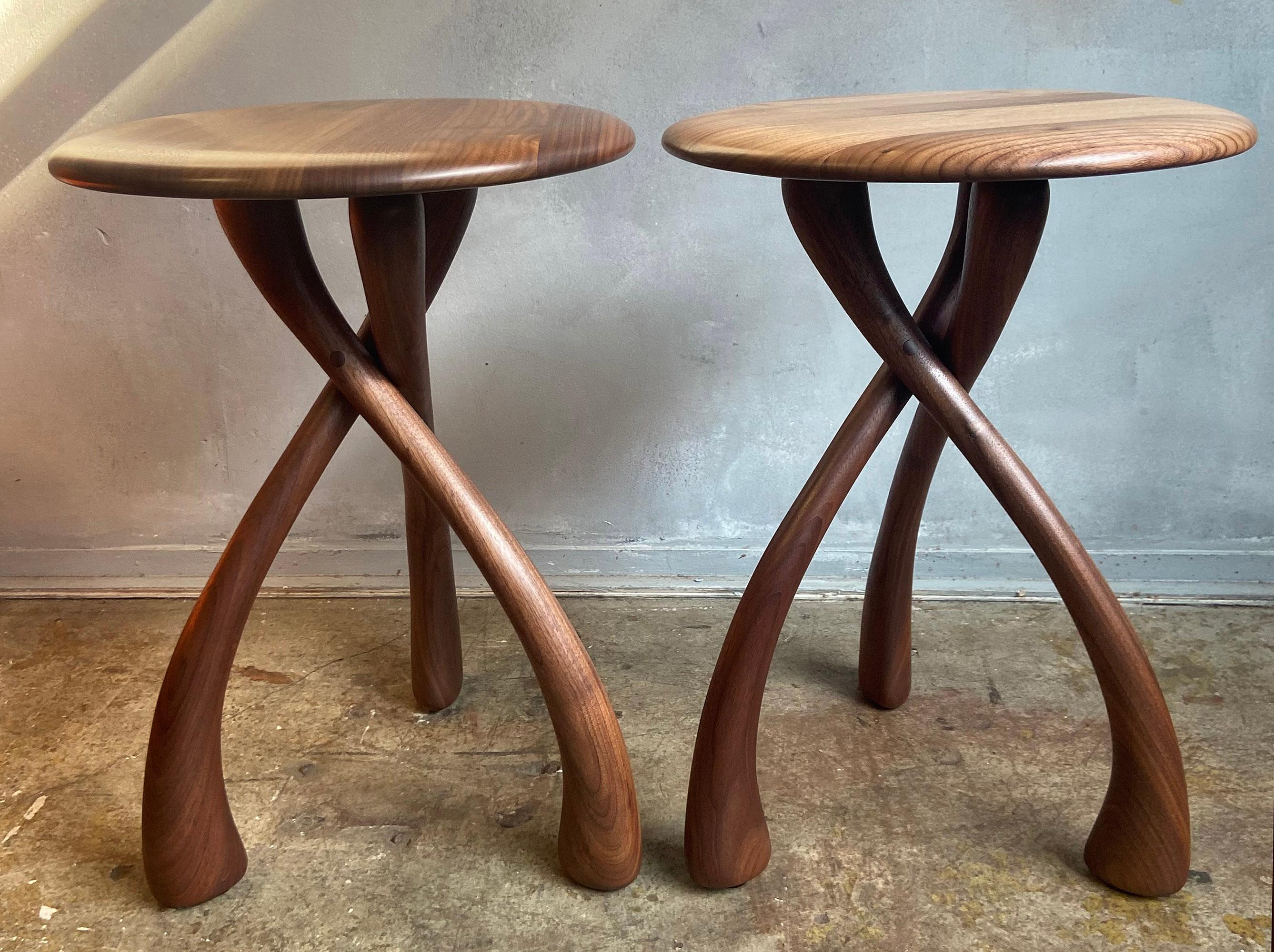 Midcentury Wishbone Side Table in Walnut (4 available) For Sale 7