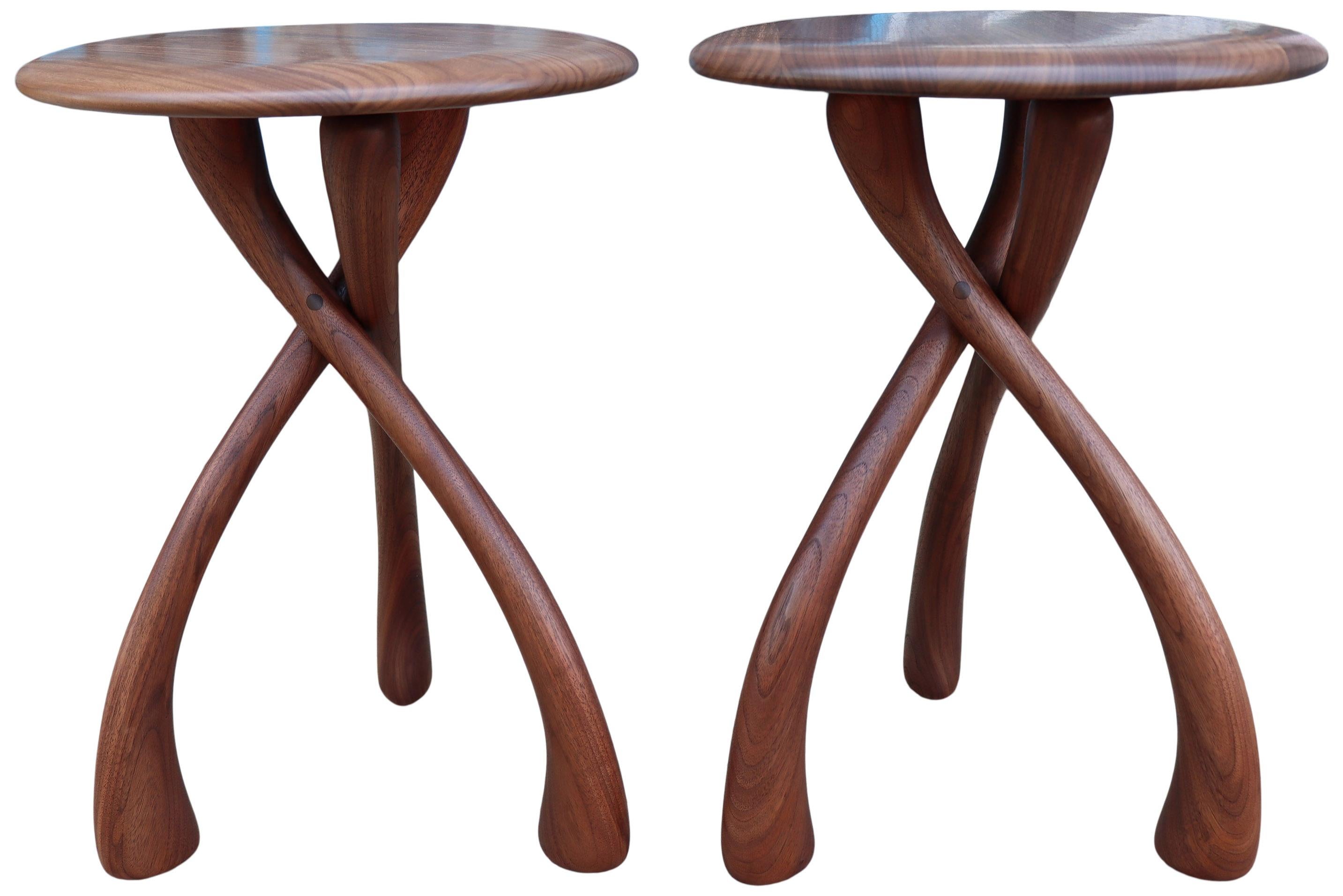 American Midcentury Wishbone Side Table in Walnut (4 available) For Sale