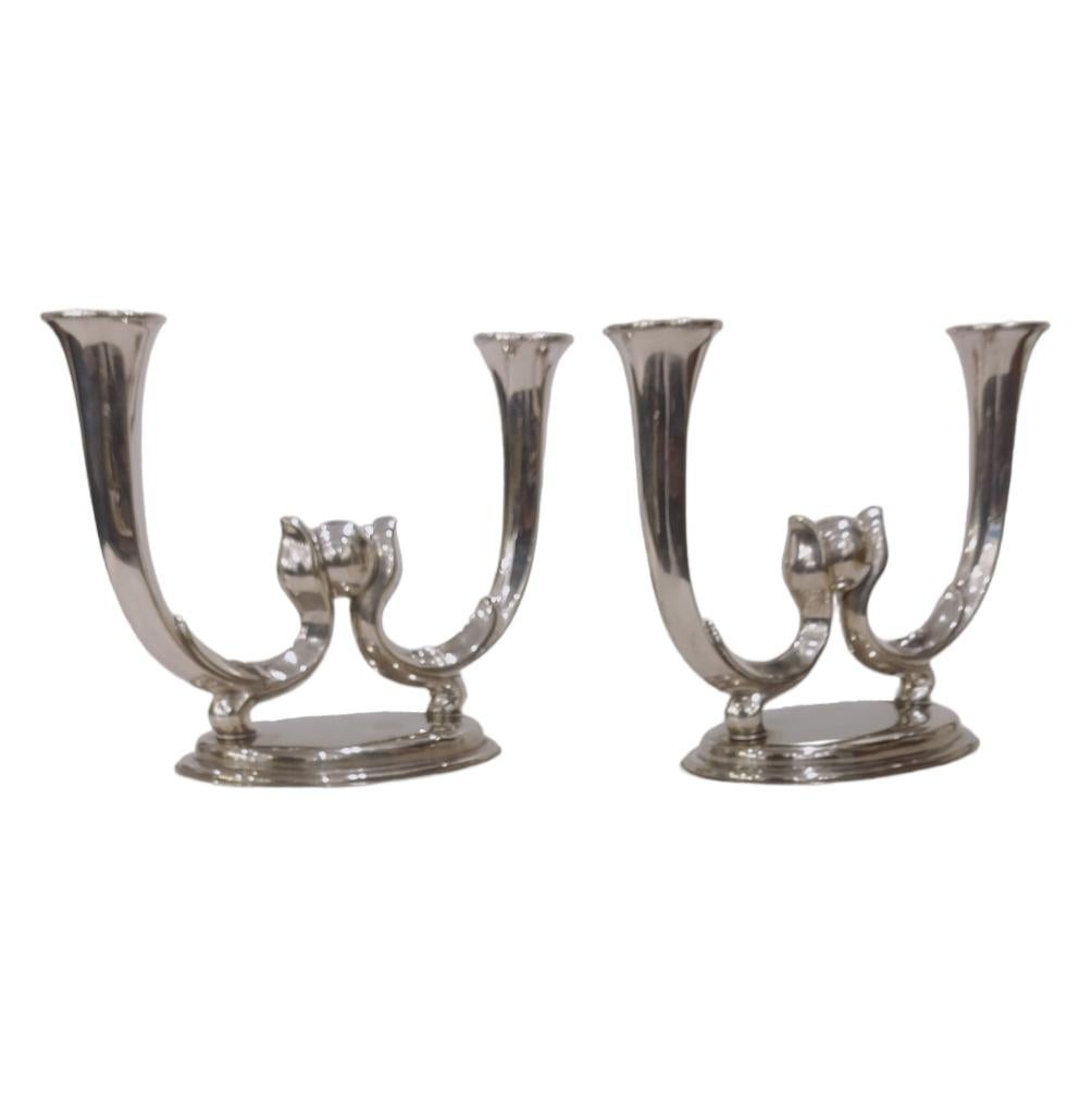 Vintage WMF Ikora Art Deco Silver Plate Candleholder Has age related patina, nice finish midcentury Design Rare, have not been able to find many around Marked on bottom Eberle Silver Plate. Long Beautiful piece, please look at pictures.